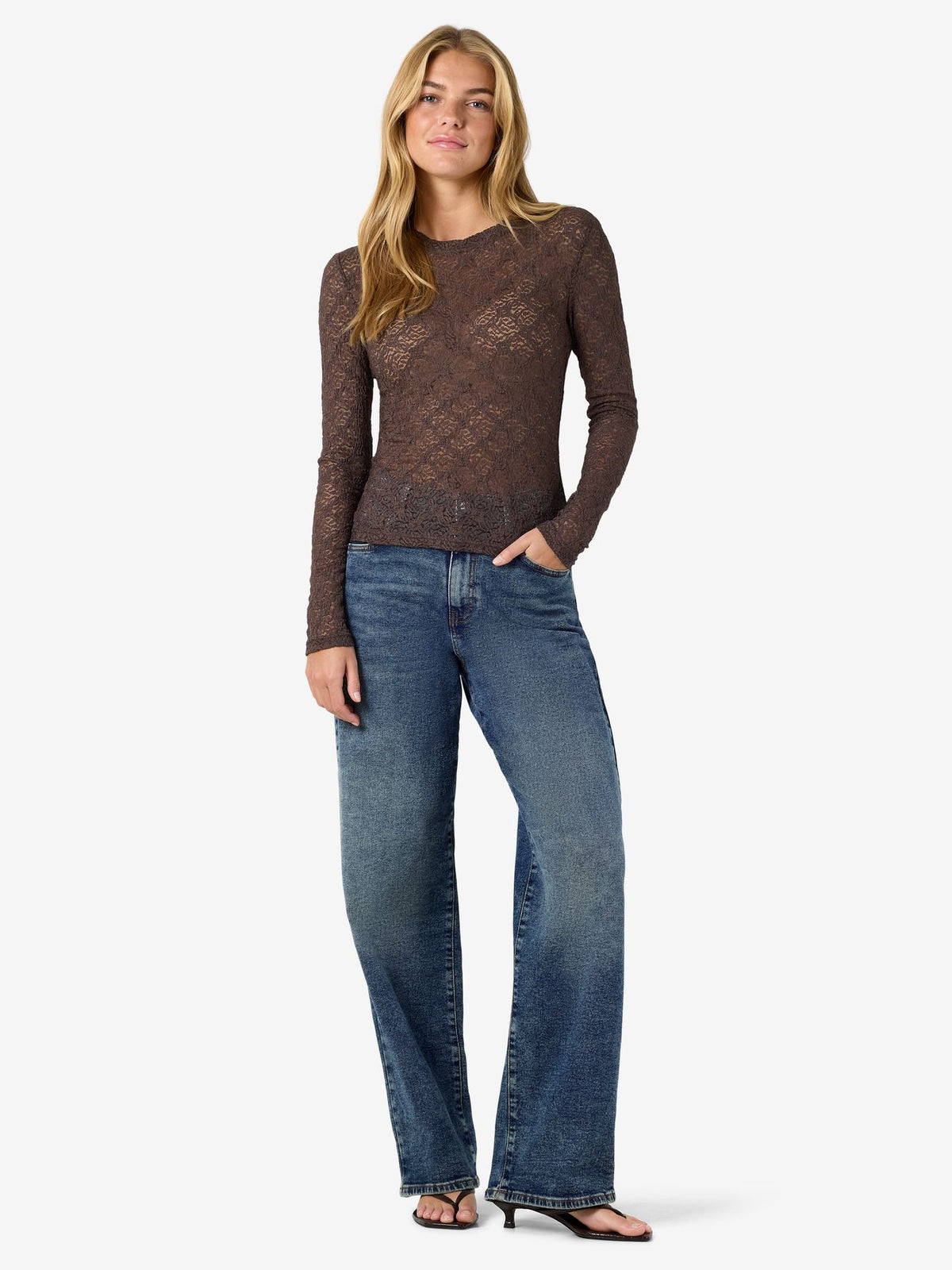 NMJUDITH L/S LACE TOP NOOS
