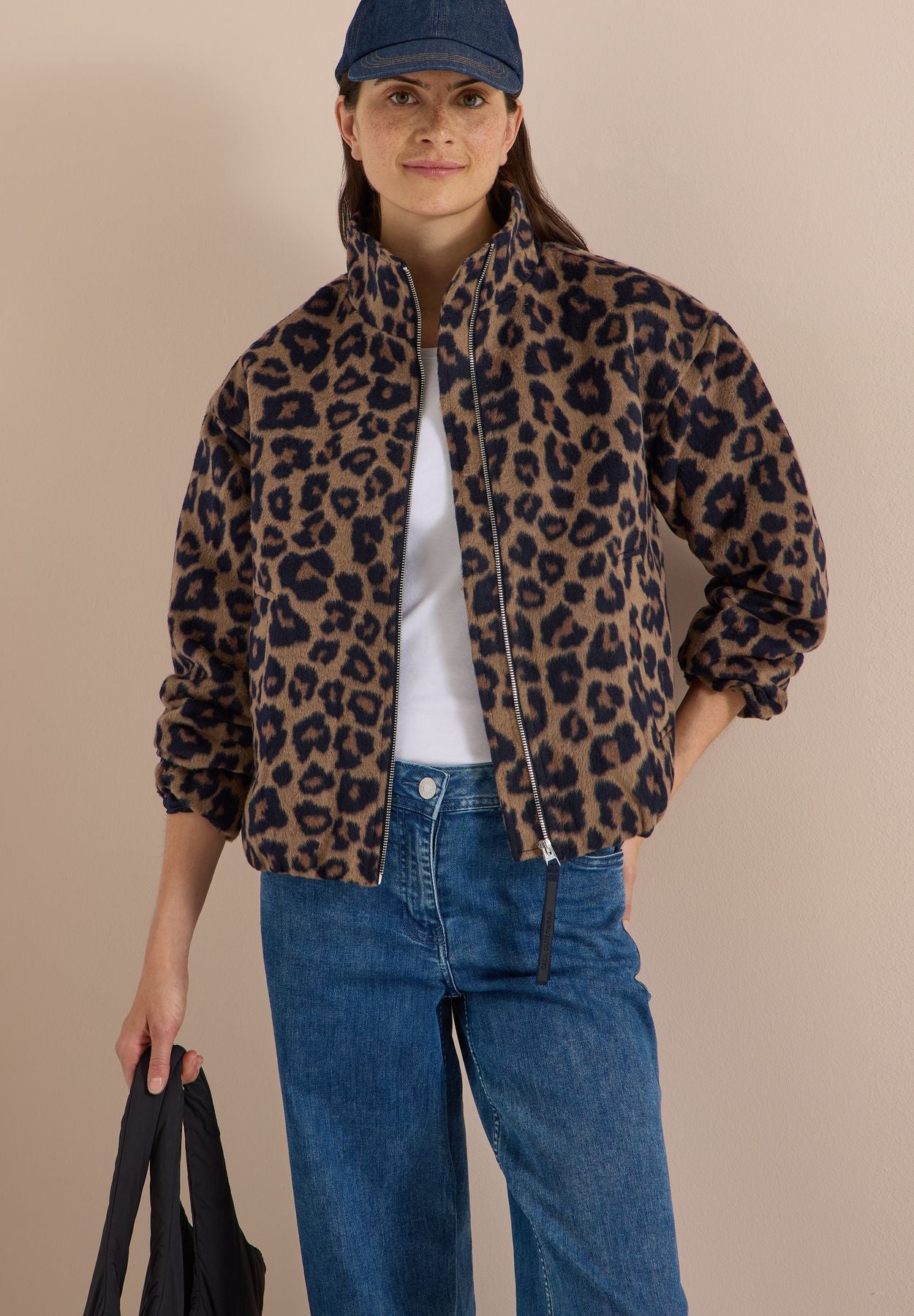 Blouson mit Stehkragen und Leo-Muster