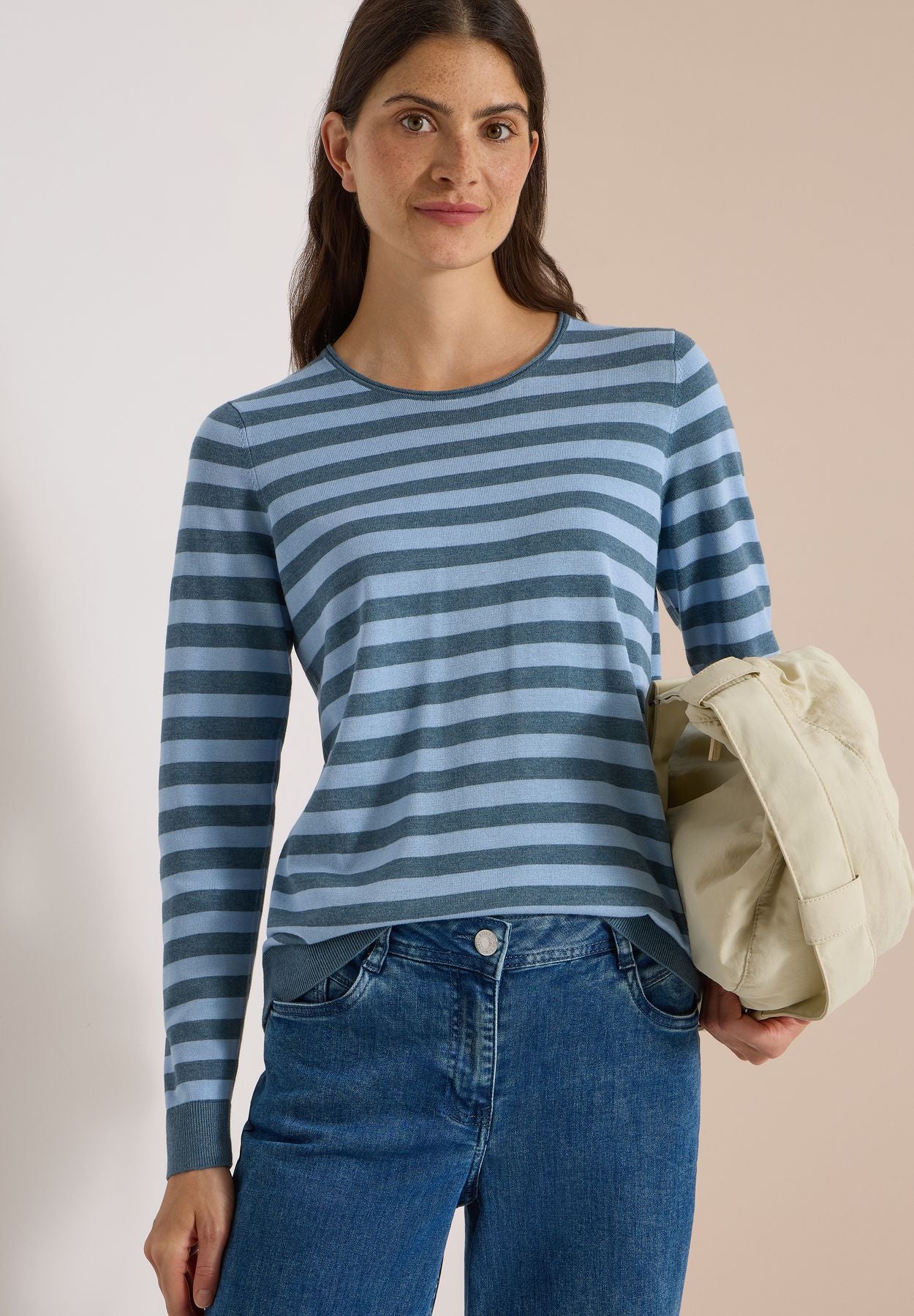 Pullover mit Rundhals und Streifen