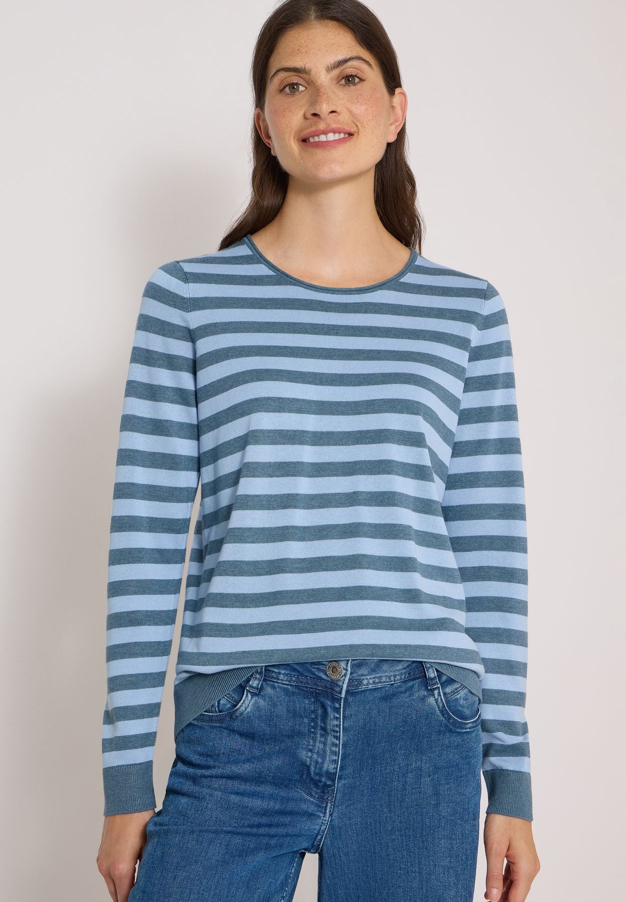 Pullover mit Rundhals und Streifen