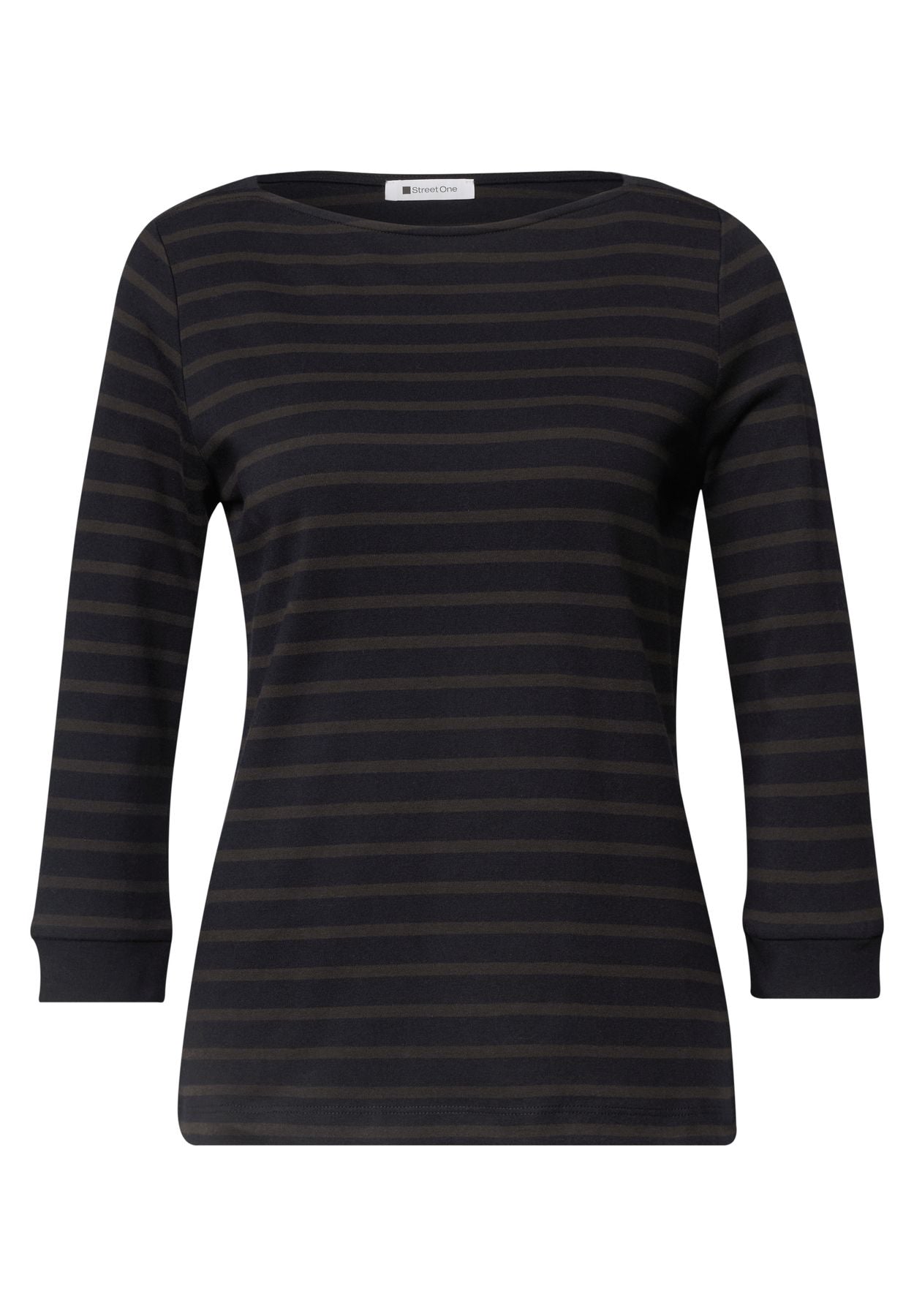 3/4-Arm Shirt mit Boat Neck und Streifen