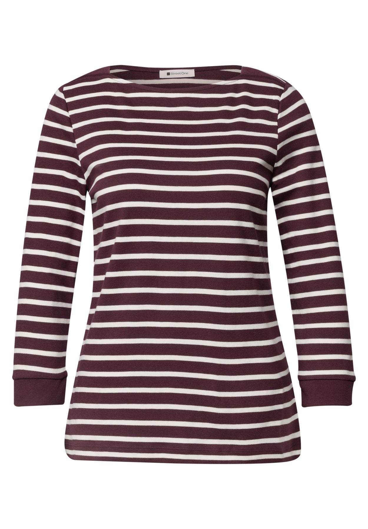 3/4-Arm Shirt mit Boat Neck und Streifen