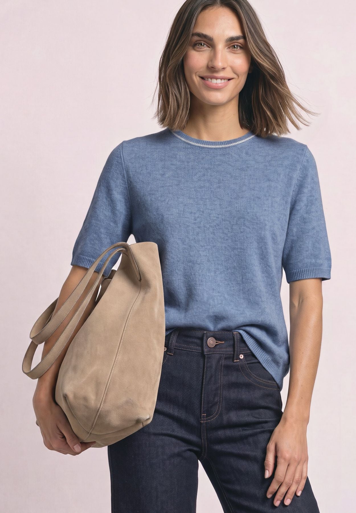 Kurzarm Pullover mit Kontrastdetail
