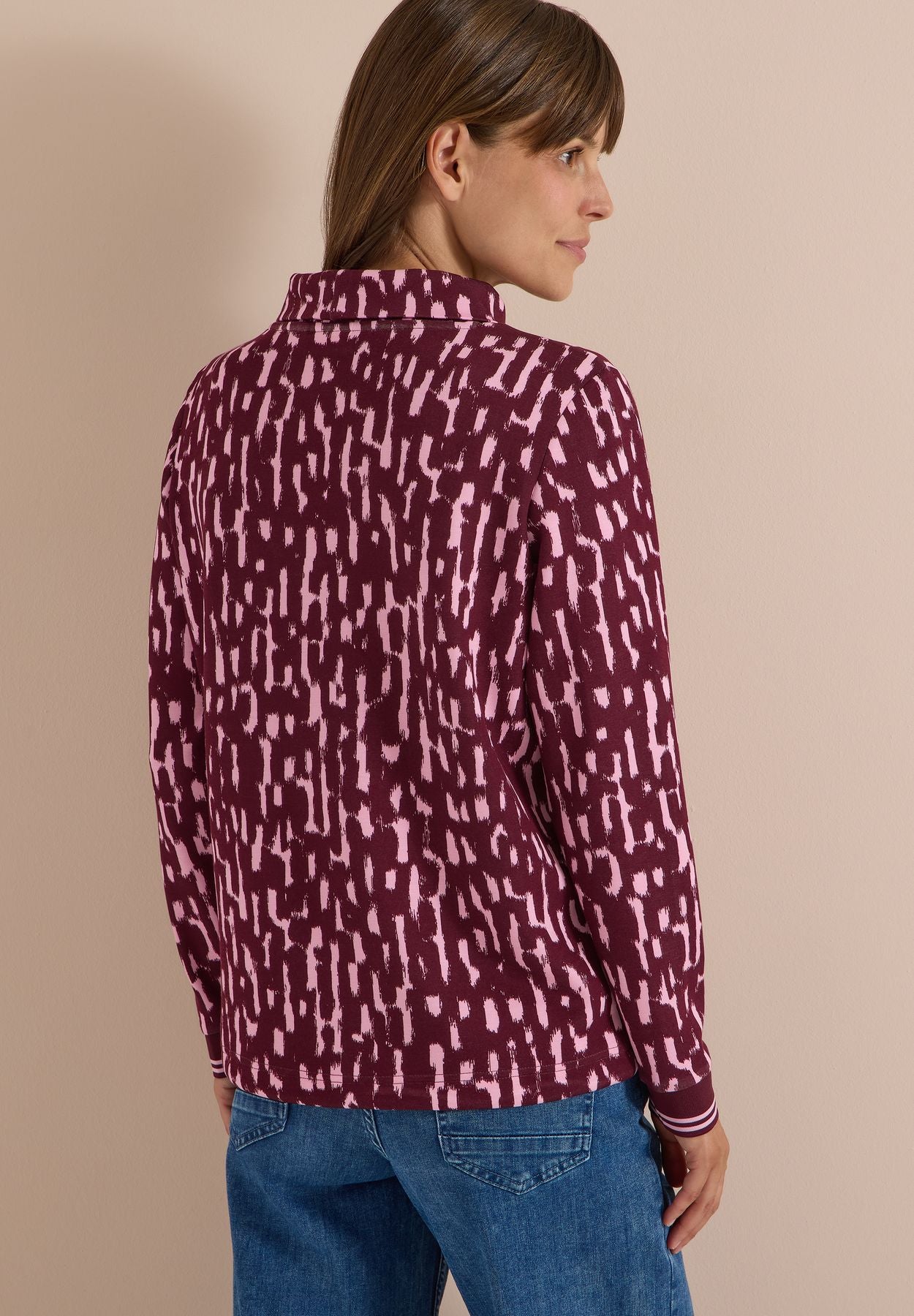 Langarm Shirt mit Stehkragen und Print