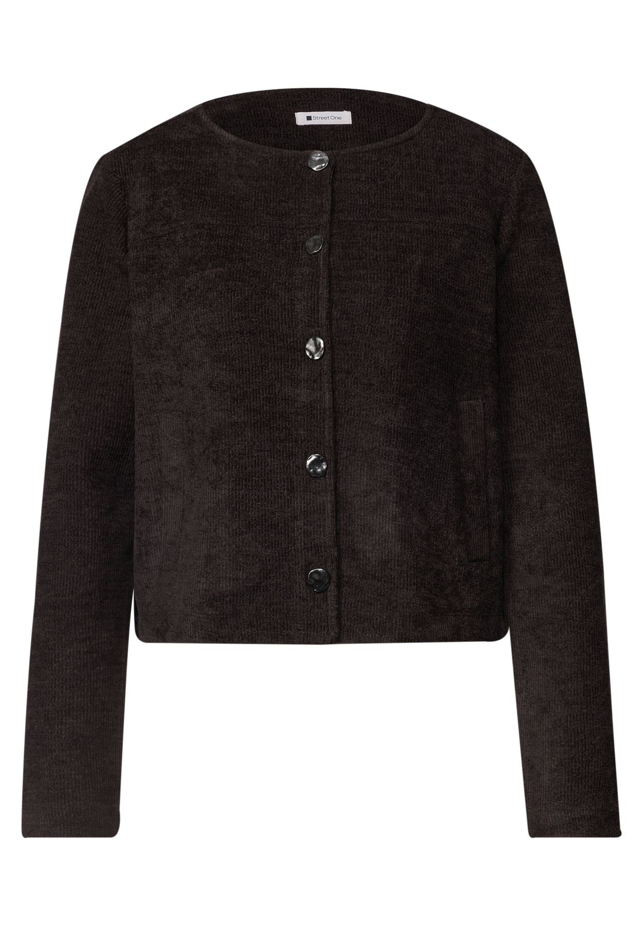 Langarm Jacke mit Rundhals und Knöpfen