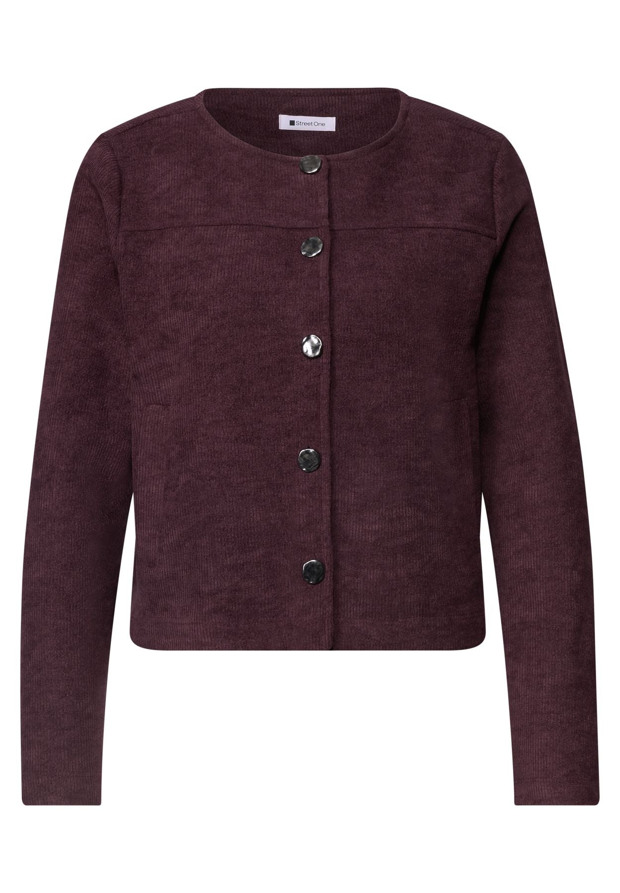 Langarm Jacke mit Rundhals und Knöpfen