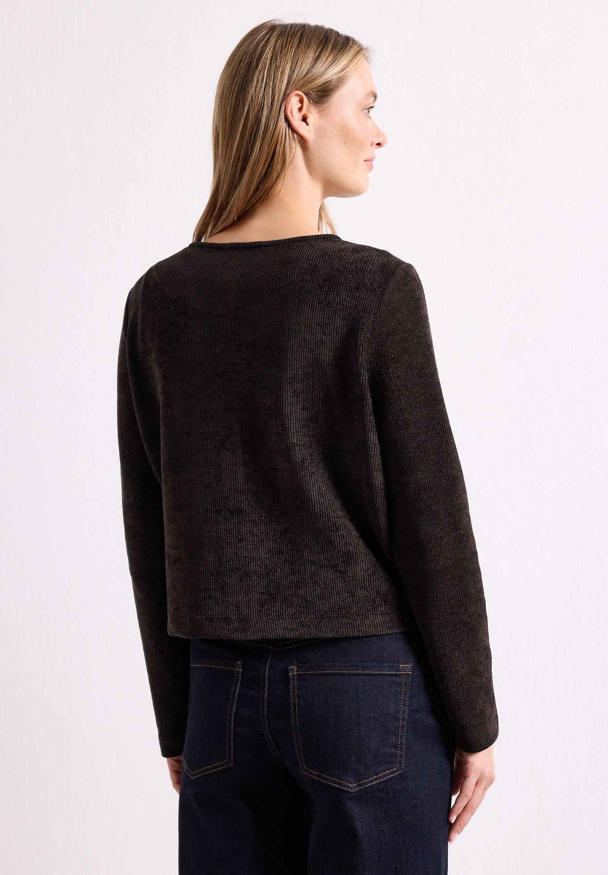 Langarm Jacke mit Rundhals und Knöpfen