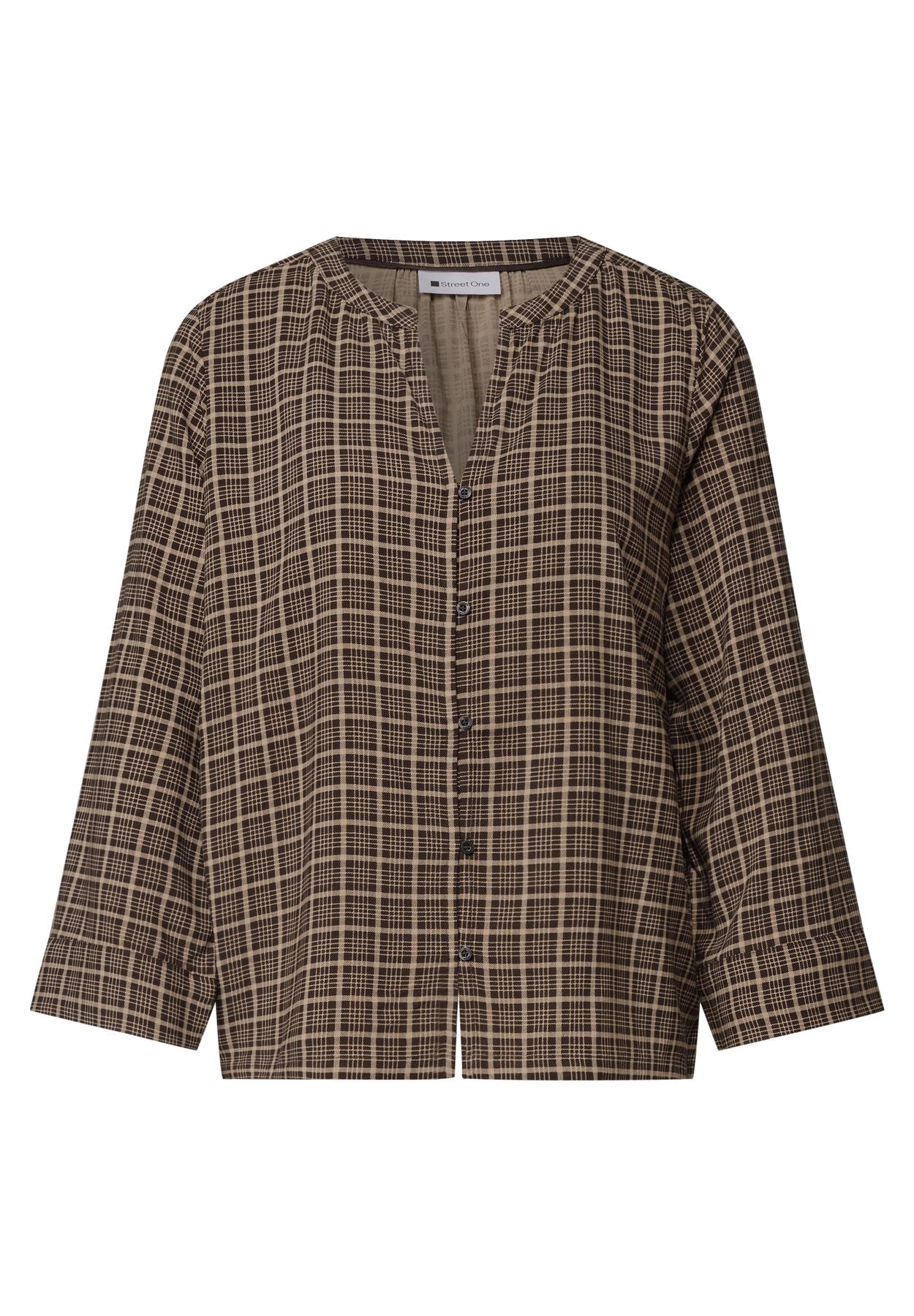3/4-Arm Bluse mit Split Neck und Print