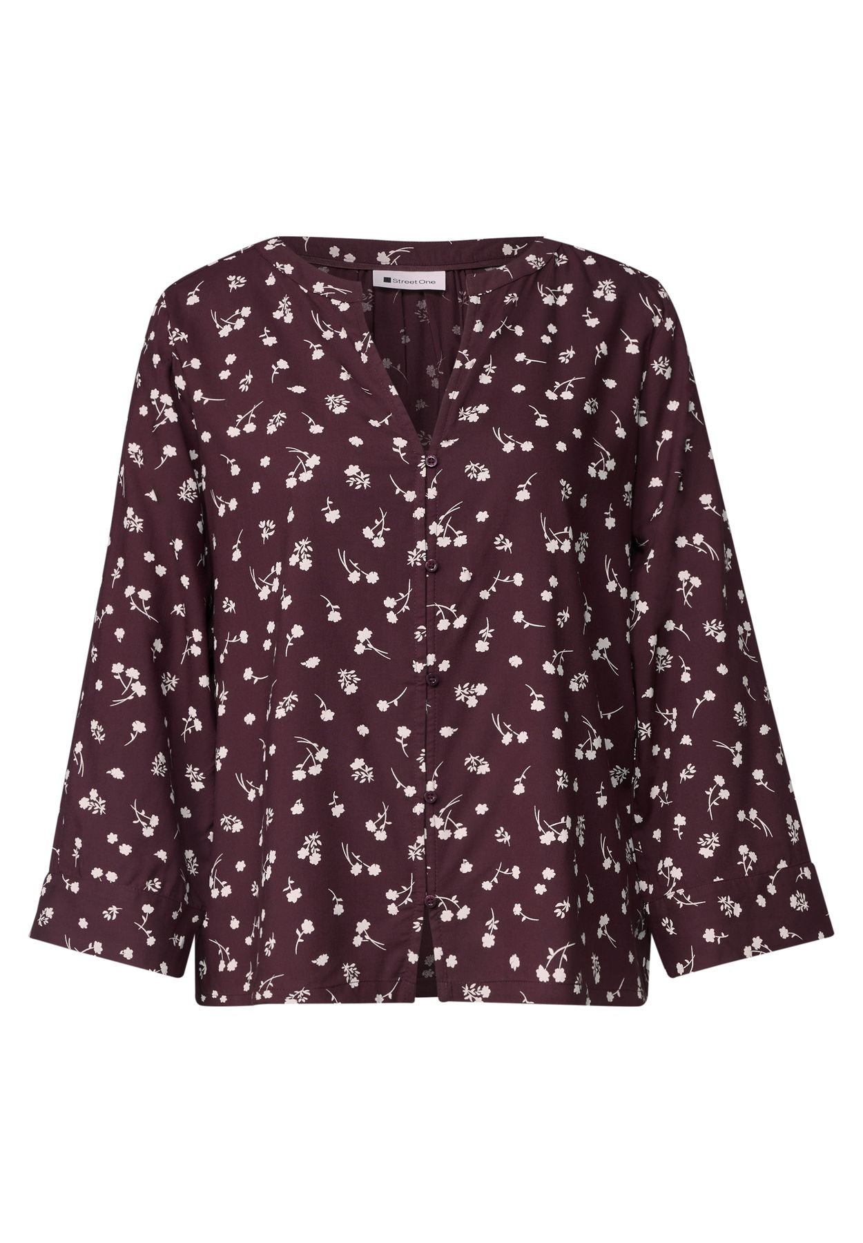 3/4-Arm Bluse mit Split Neck und Print
