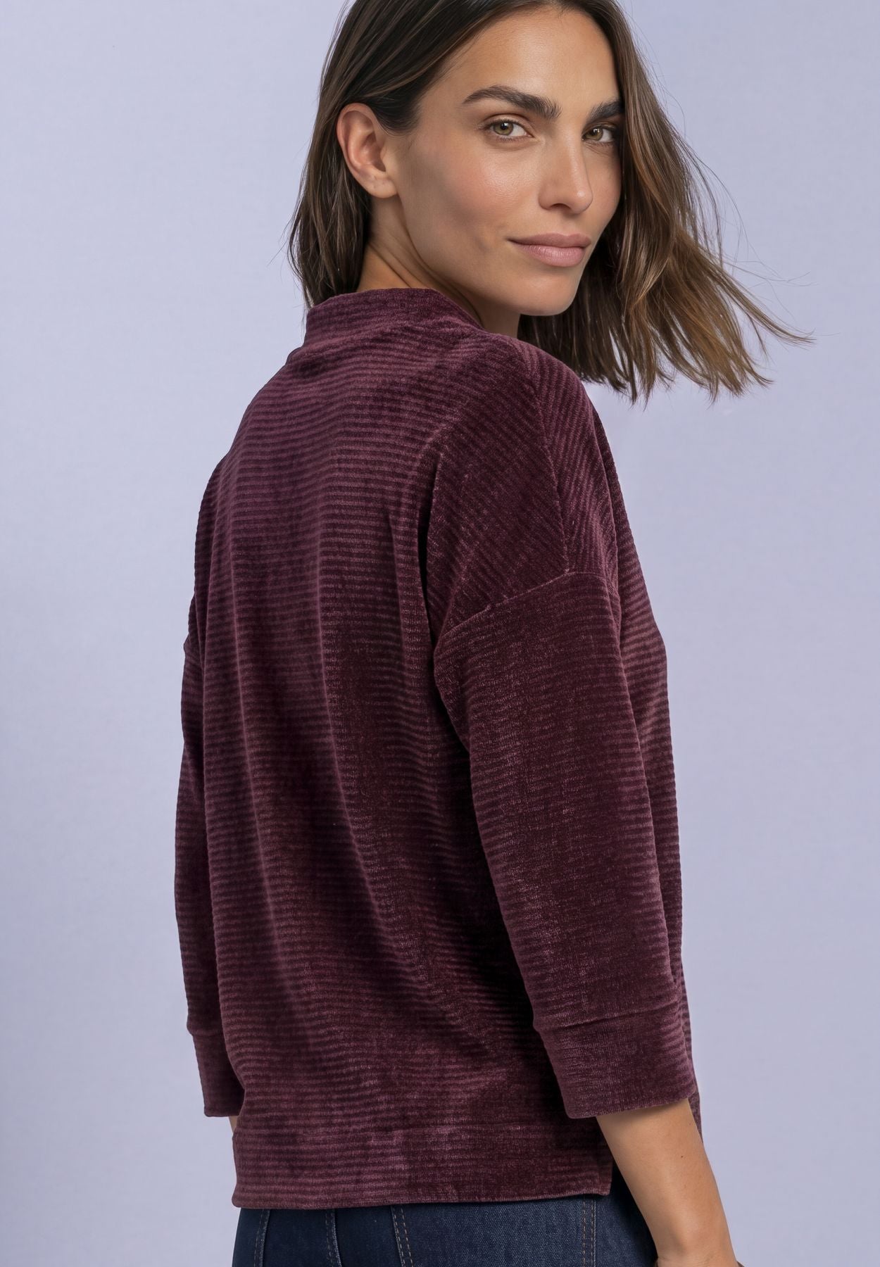 3/4-Arm Shirt mit U-Boot-Ausschnitt