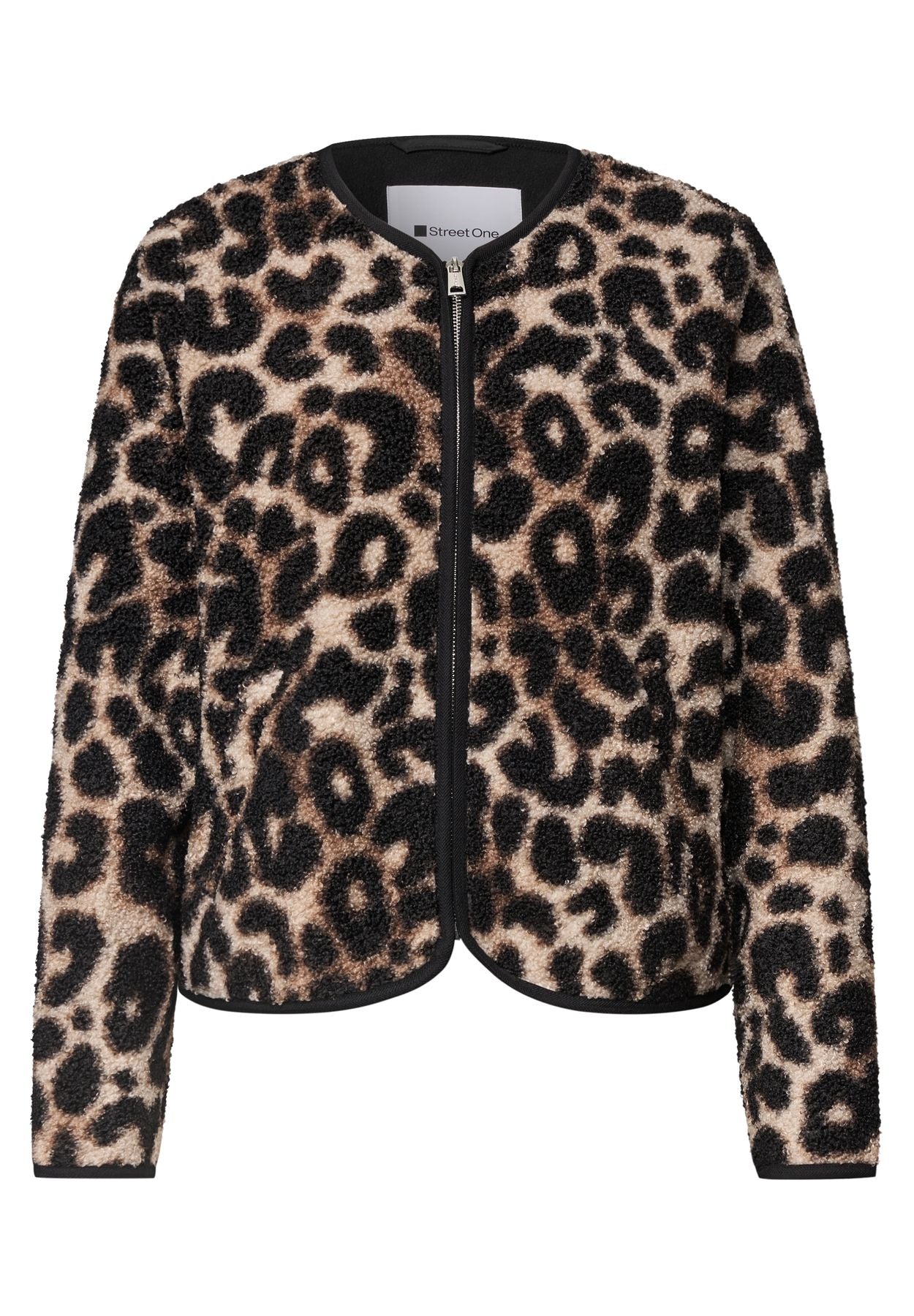 Teddy-Jacke mit Rundhals und Print
