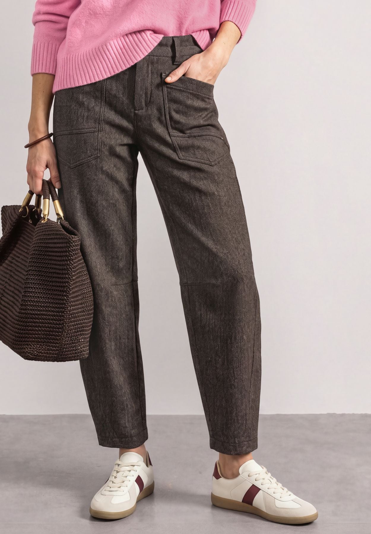 High Waist Barrel Leg Hose mit Elastikbund