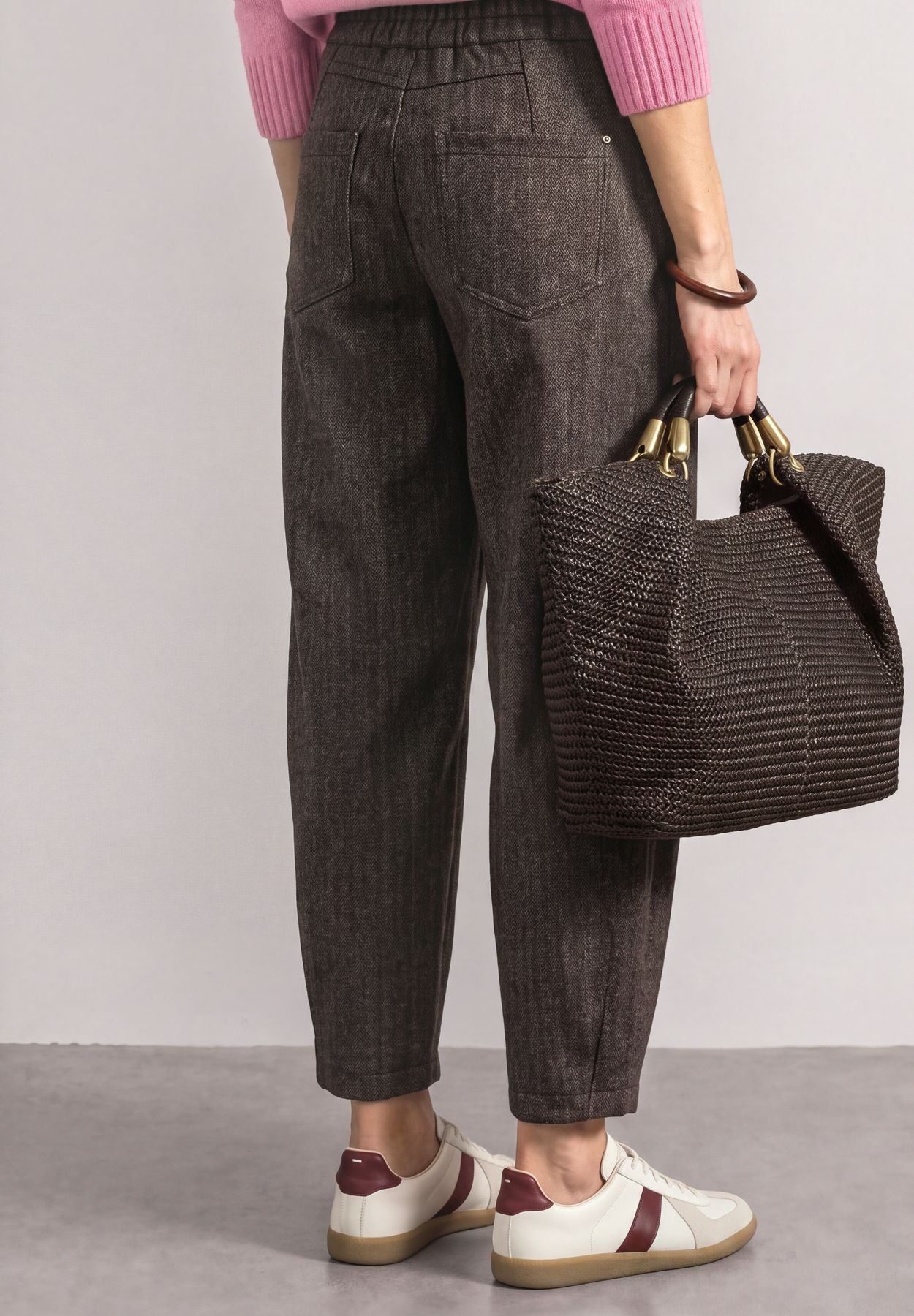 High Waist Barrel Leg Hose mit Elastikbund