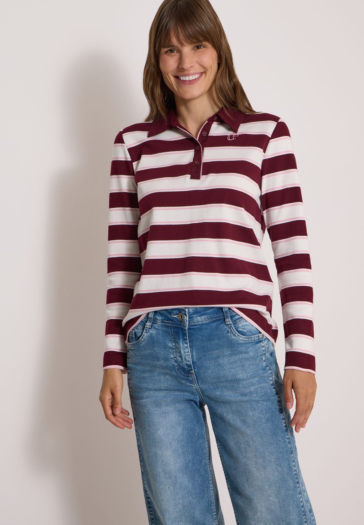 Langarm Poloshirt mit Knöpfen