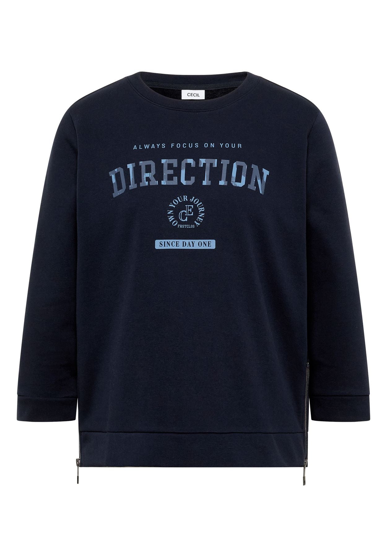 3/4-Arm Shirt mit Rundhals und Wording