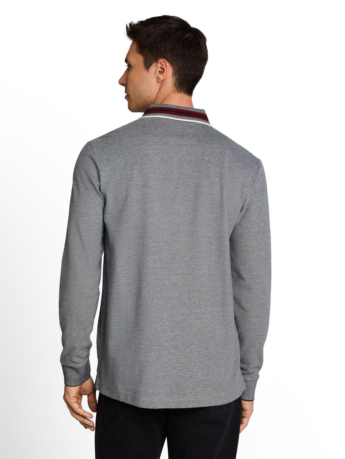 Langarm Piqué Poloshirt mit Logo-Print