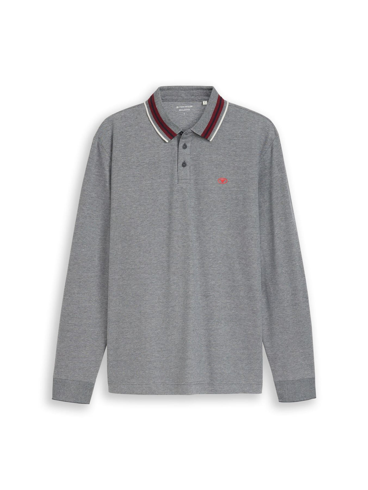Langarm Piqué Poloshirt mit Logo-Print