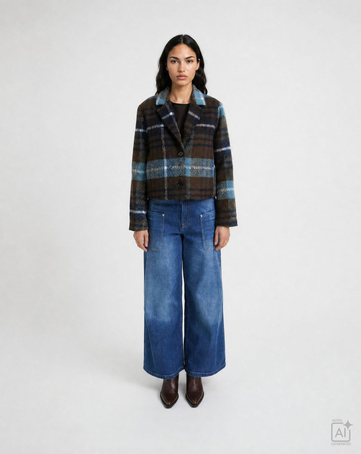Check Cropped Jacket