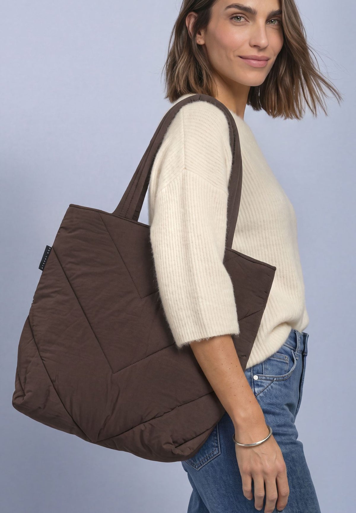 Gefütterter Shopper in Unifarbe