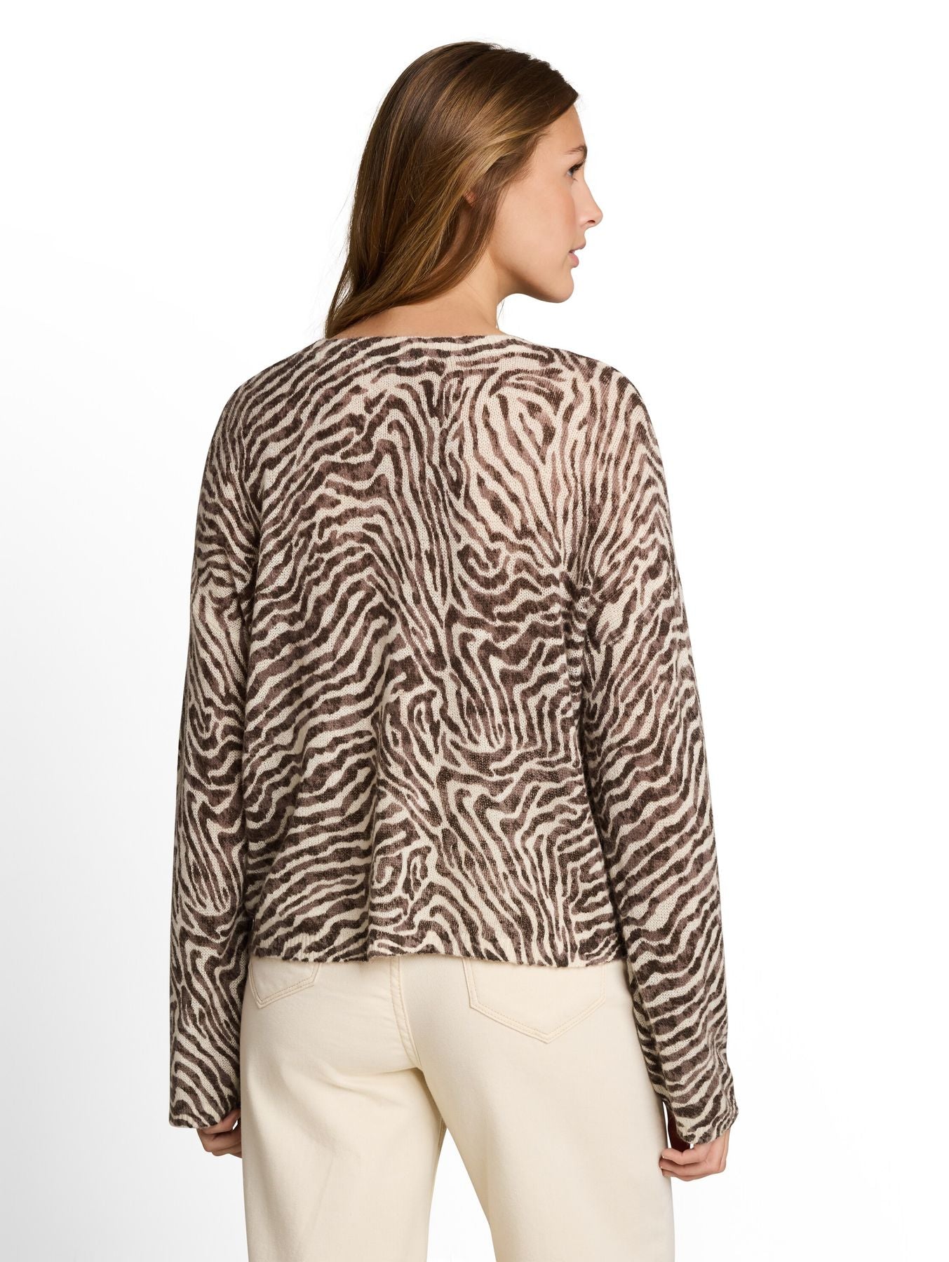 Relaxed Fit Strickpullover mit Zebra-Print