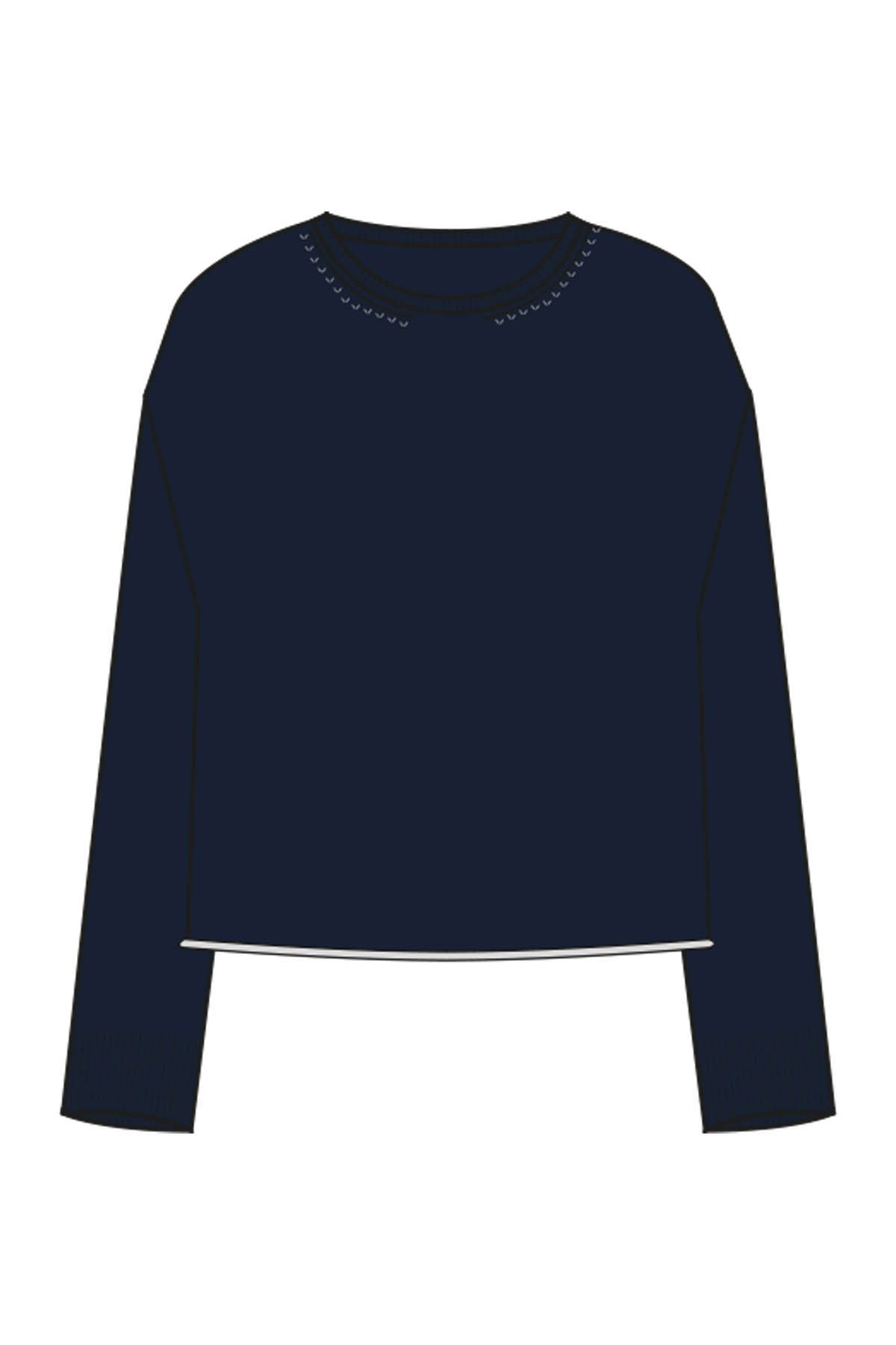 Round Neck Pullover Button Detail