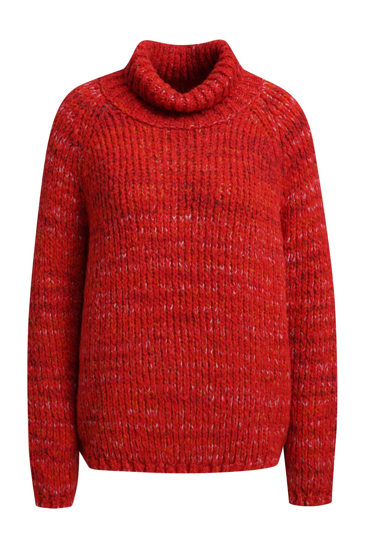 High Collar Effect Yarn Pullover