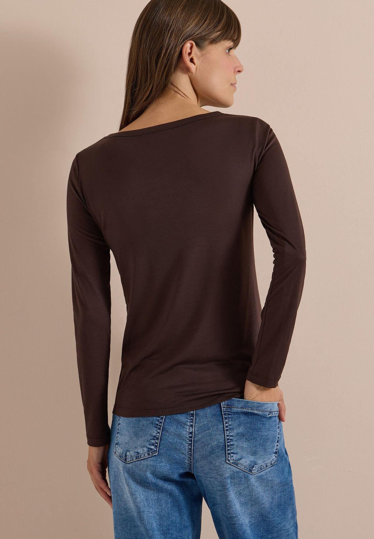 Langarm Shirt aus Lyocell mit Boat Neck