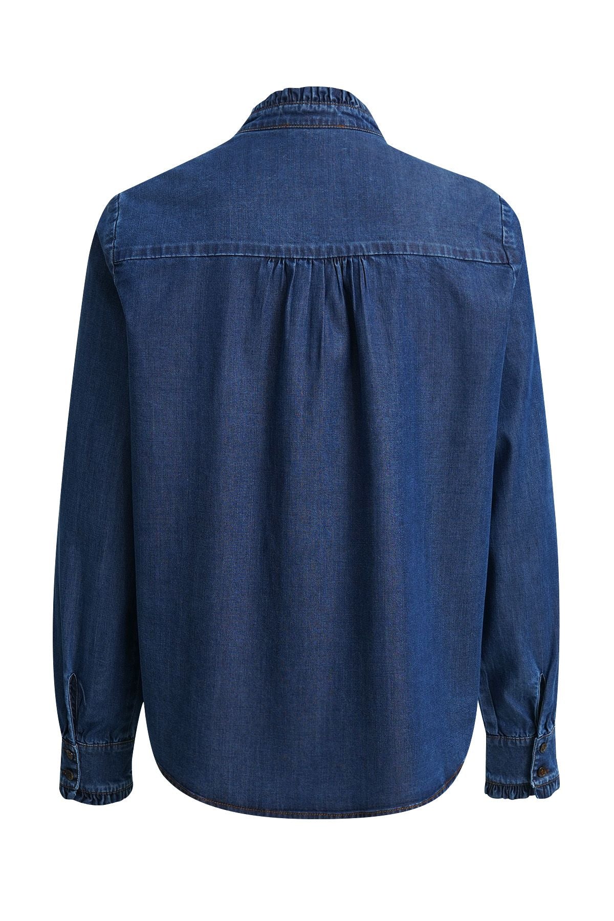 Lyocell Denim Ruffle Blouse