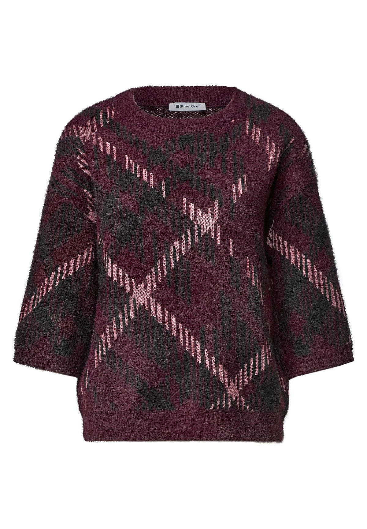 Kurzarm Pullover mit Rundhals und Muster