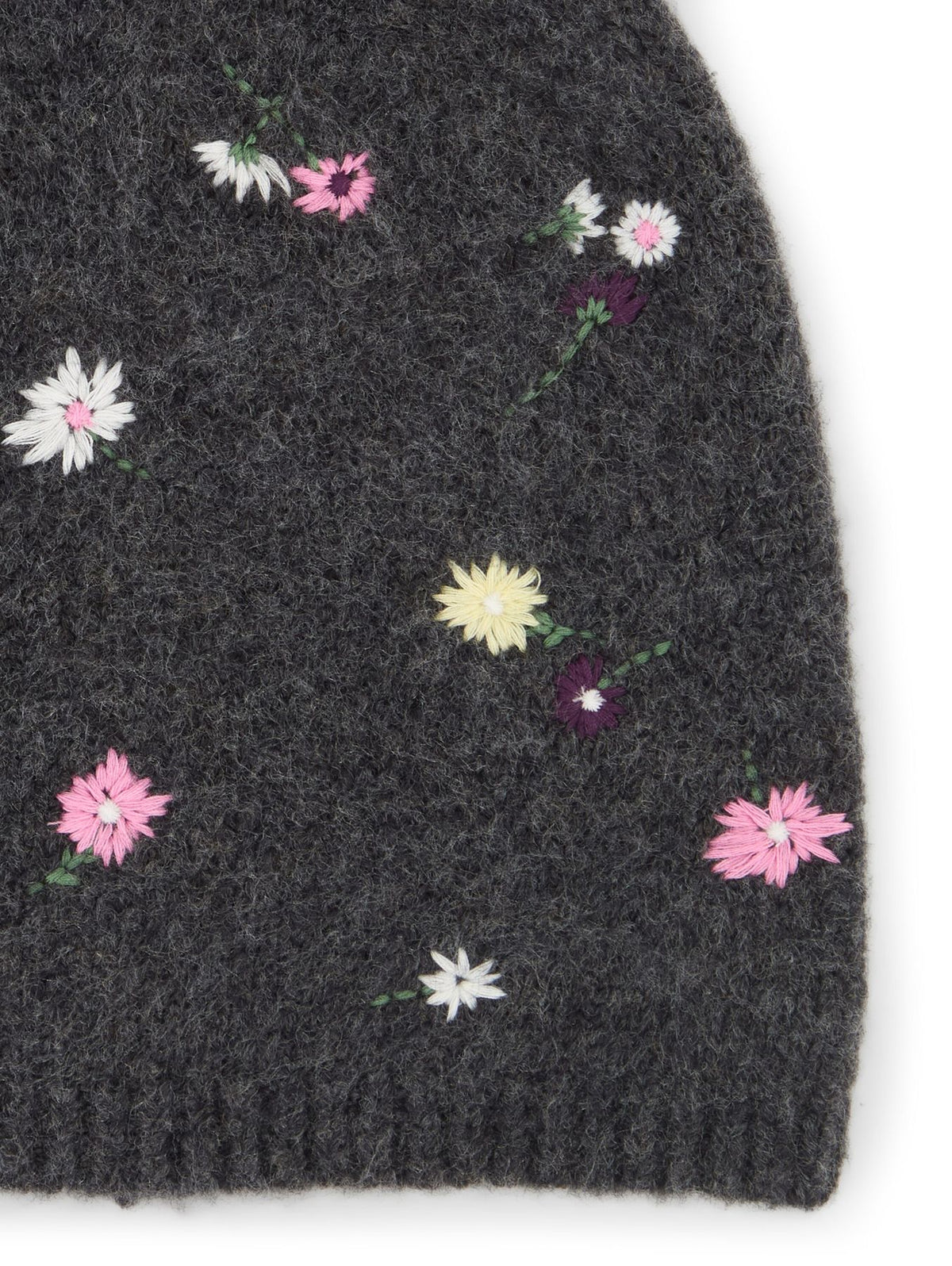Cosy Beanie Mütze mit Blumenstickerei