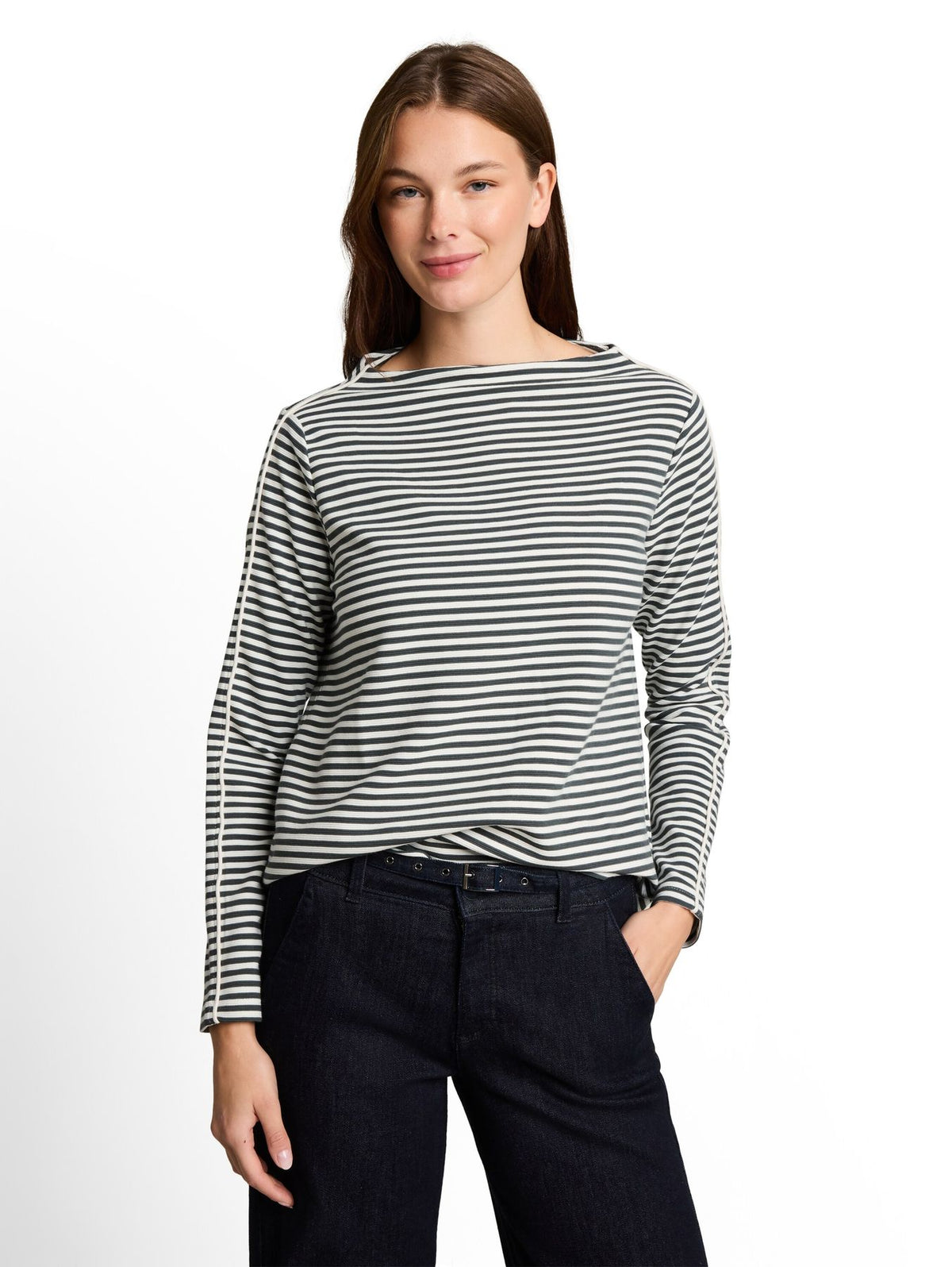 Loose Fit Langarmshirt mit Streifenmuster