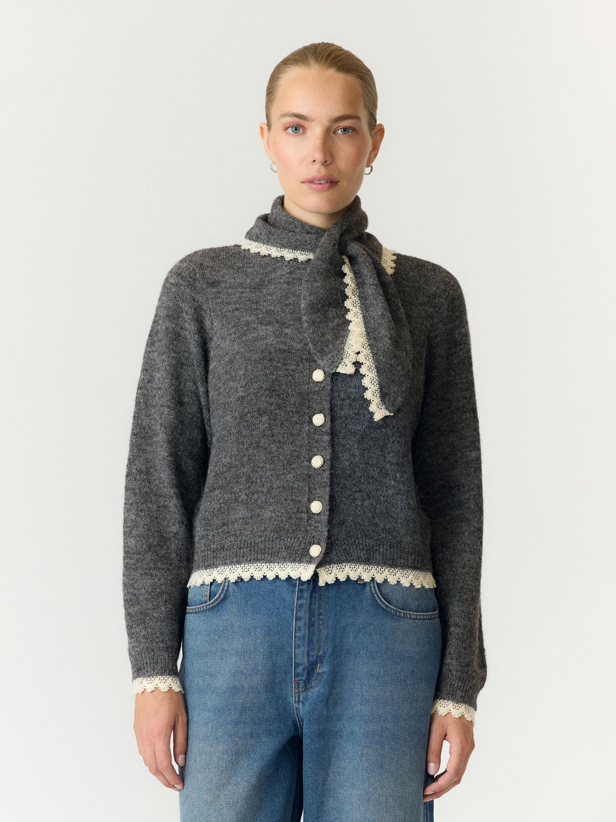 YASMILLIE LS SCARF KNIT CARDIGAN S.