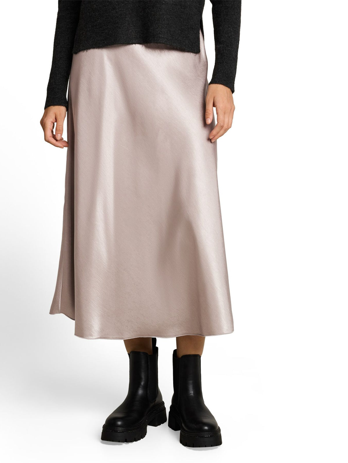 Fitted Satin Midi-Rock
