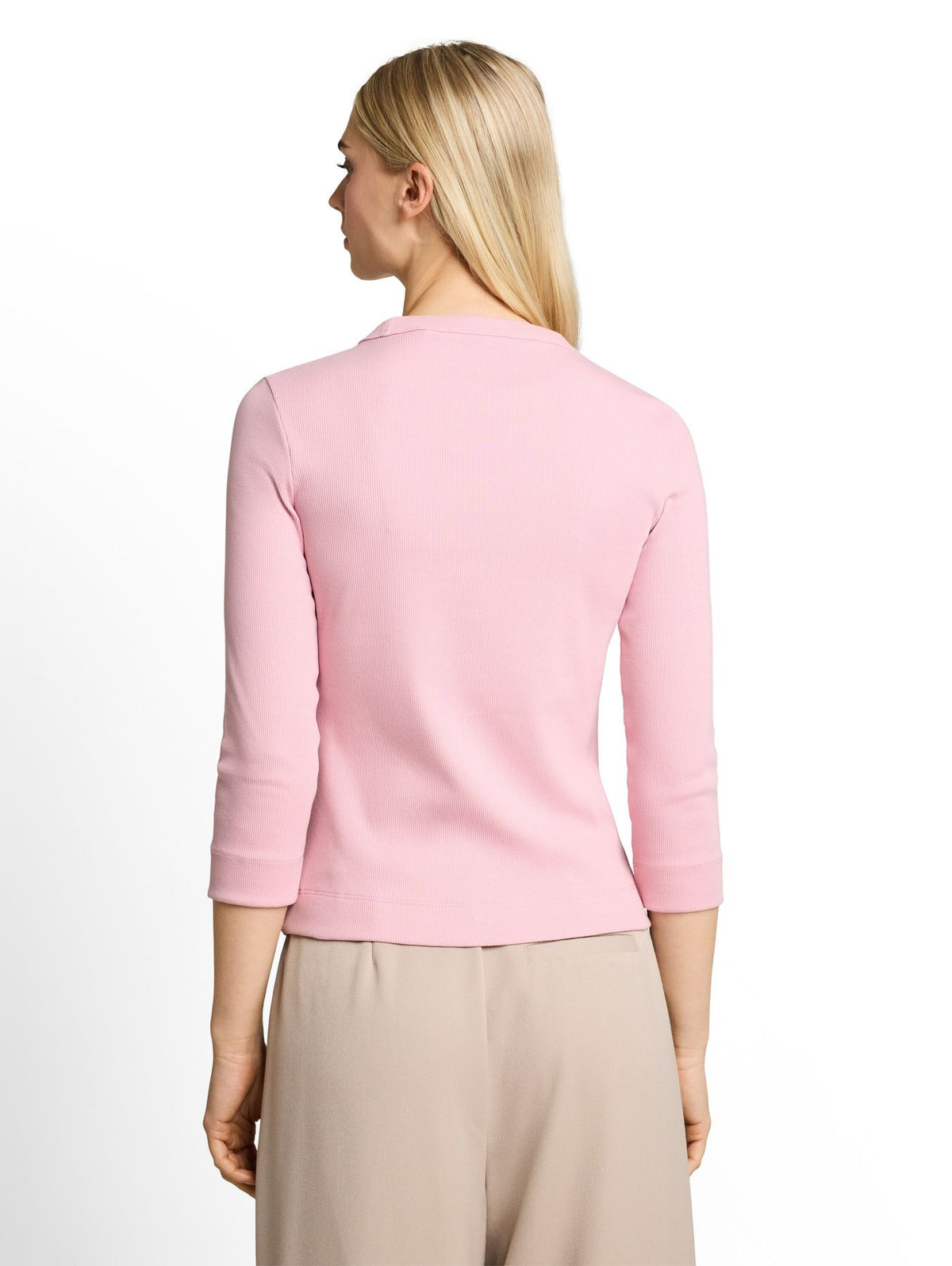 Slim Fit Langarmshirt mit Rippstruktur