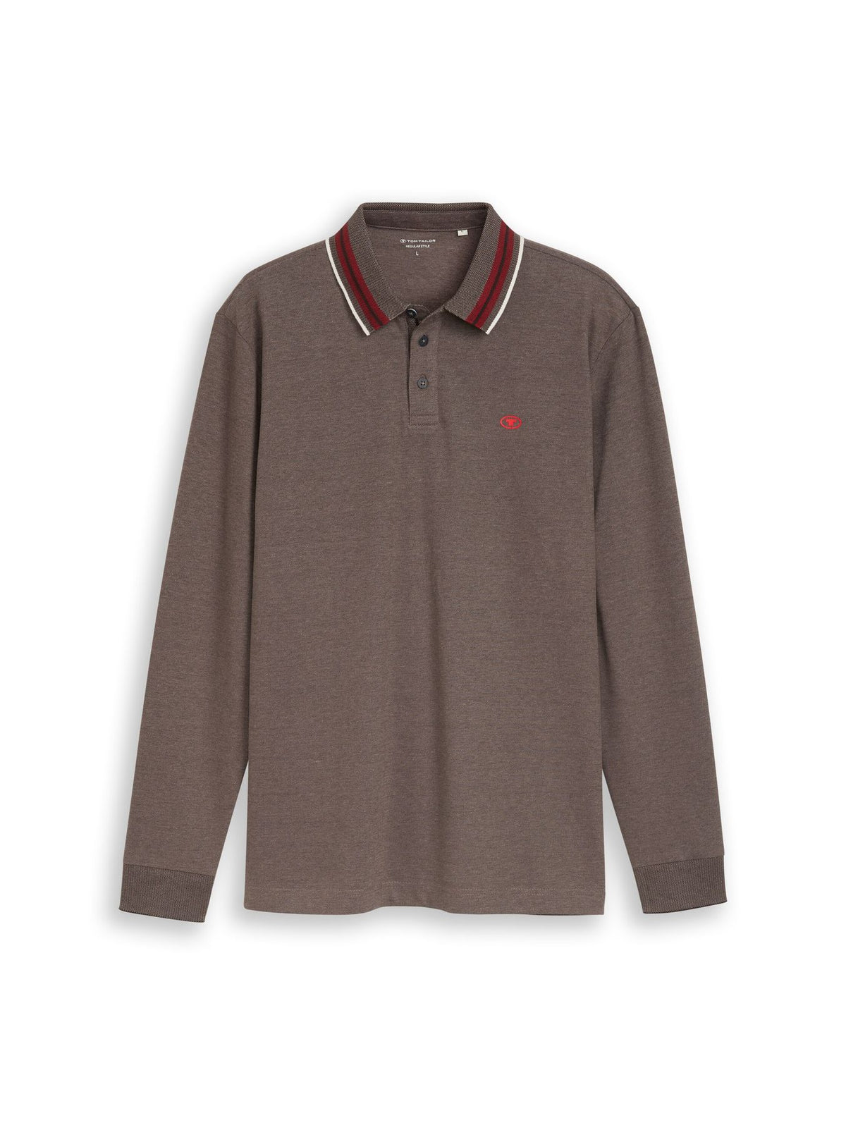 Langarm Piqué Poloshirt mit Logo-Print