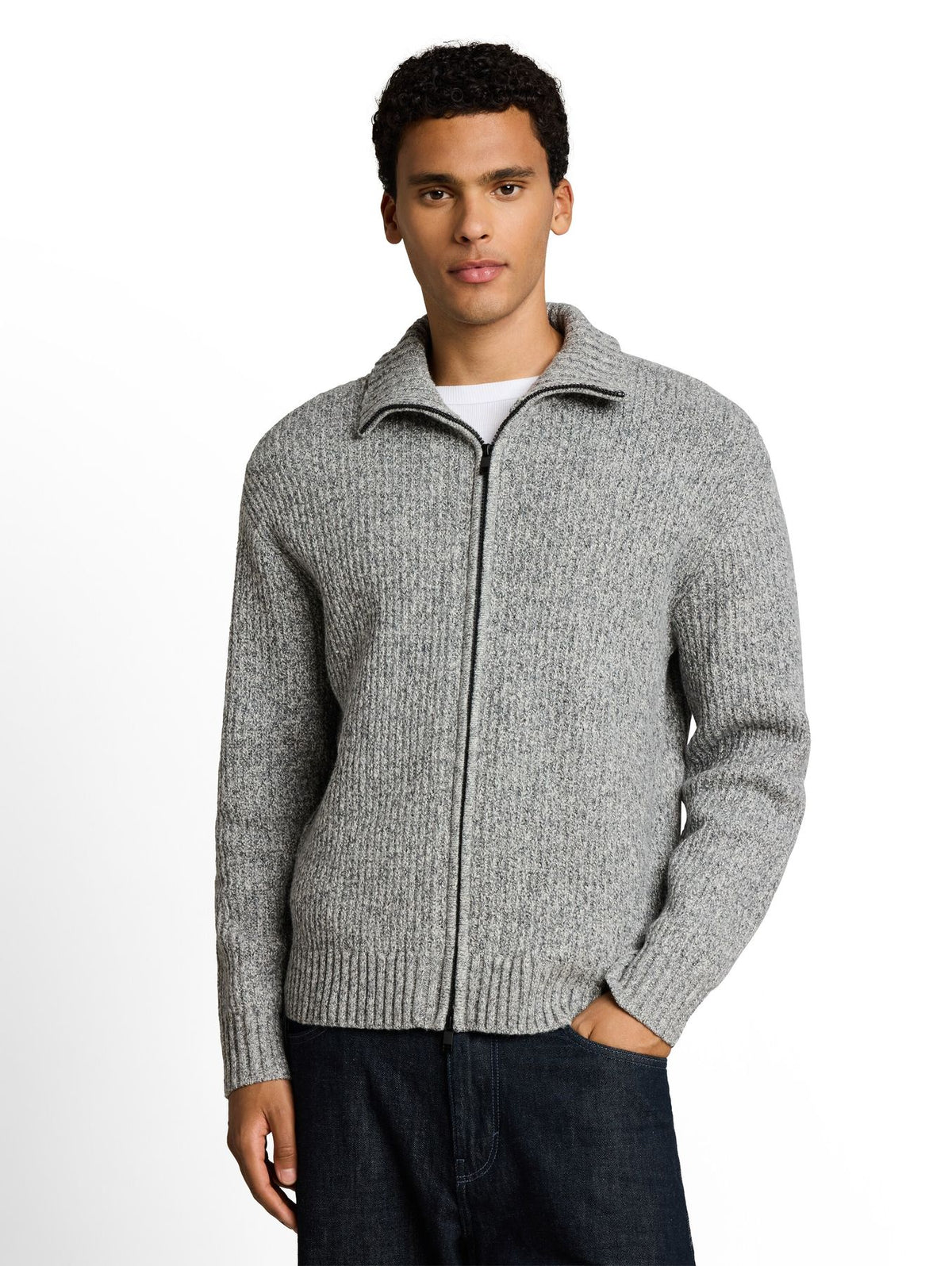 Relaxed Fit Strickjacke mit Reißverschluss