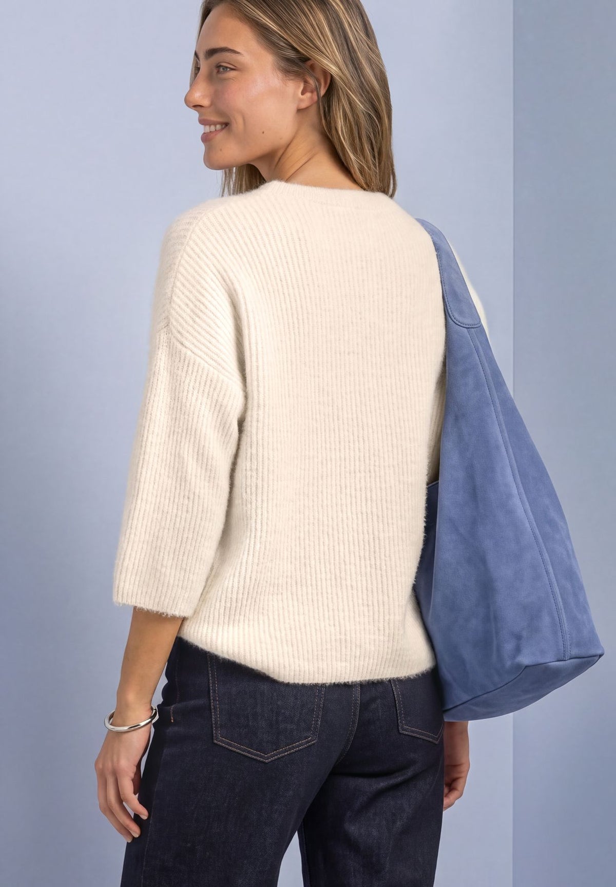 3/4-Arm Pullover mit Rundhals