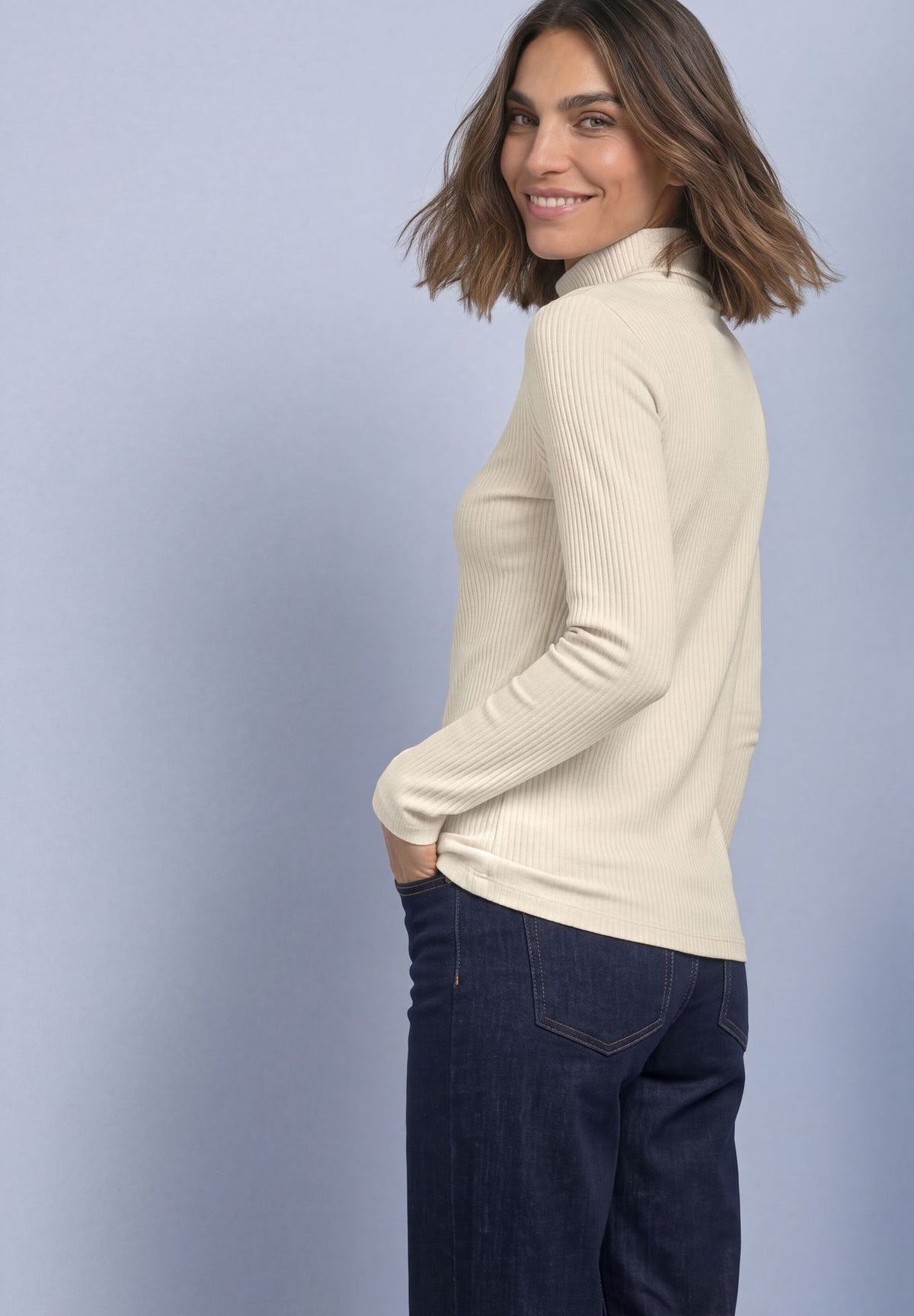 Basic Shirt in Unifarbe mit Rollkragen