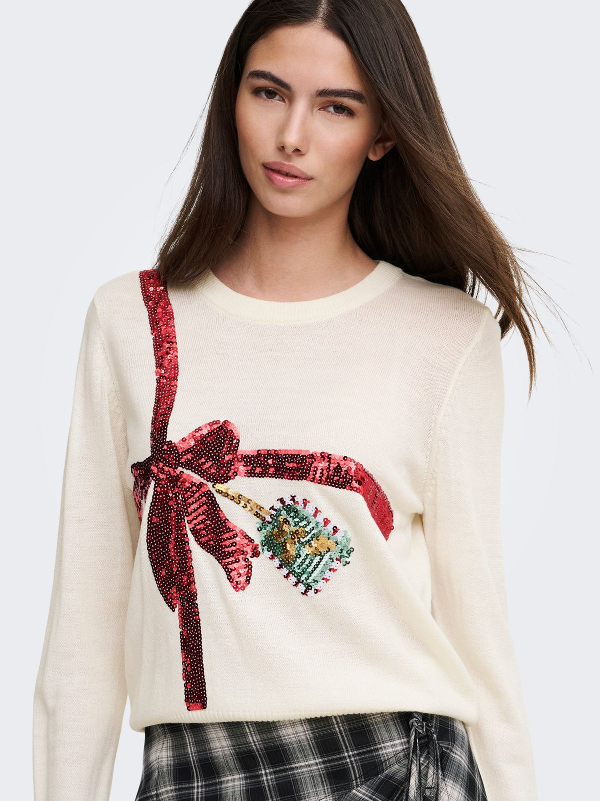 ONLXMAS SHINE MOTIVE LS O-NECK KNT