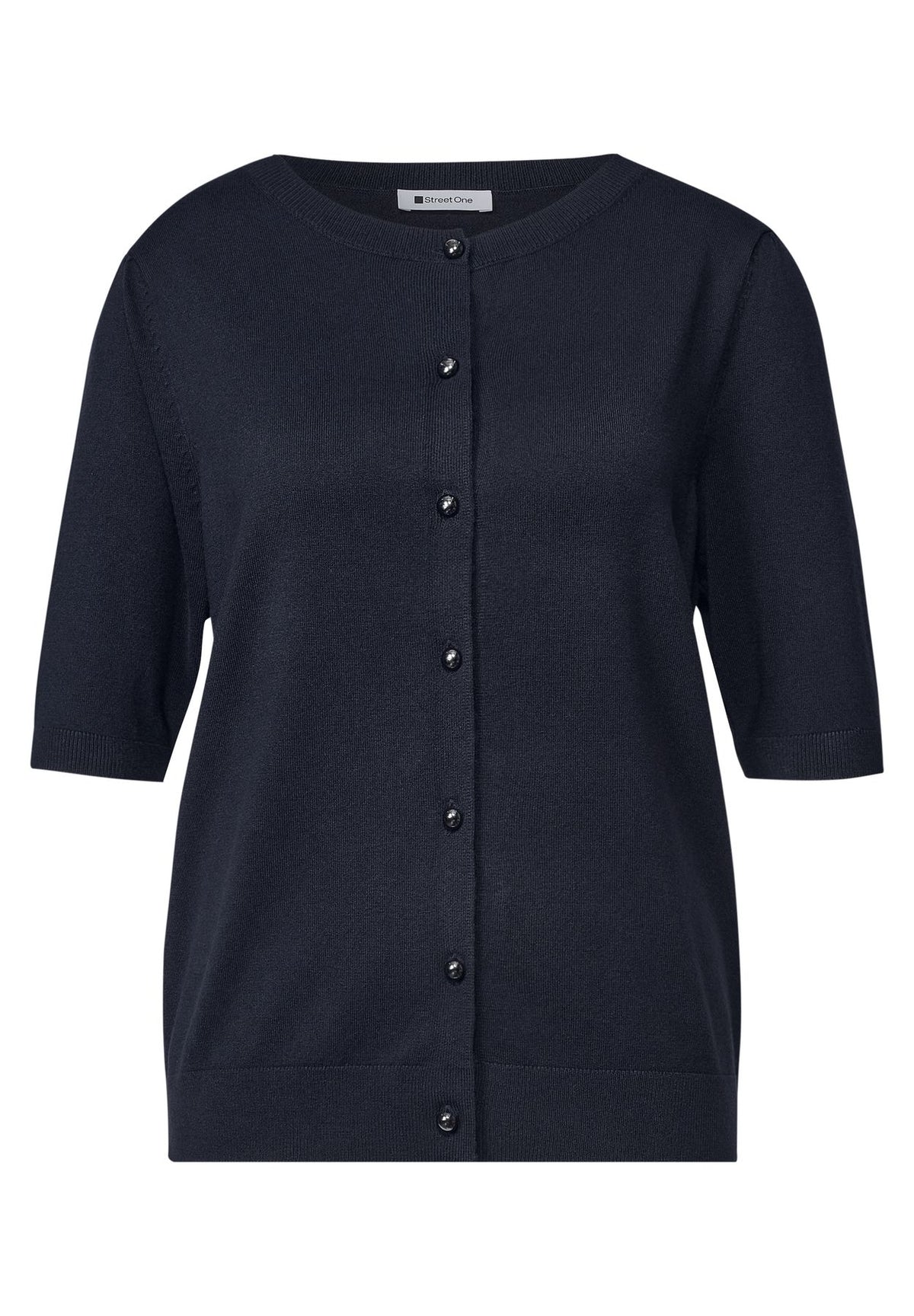 Kurzarm Cardigan mit Rundhals und Knöpfen