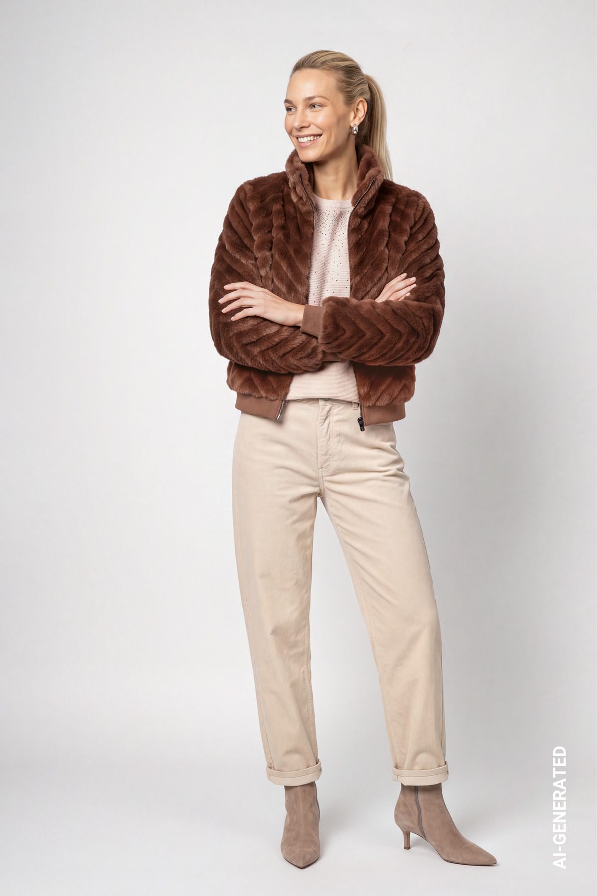 Kunstfell Jacke mit Zick-Zack-Muster