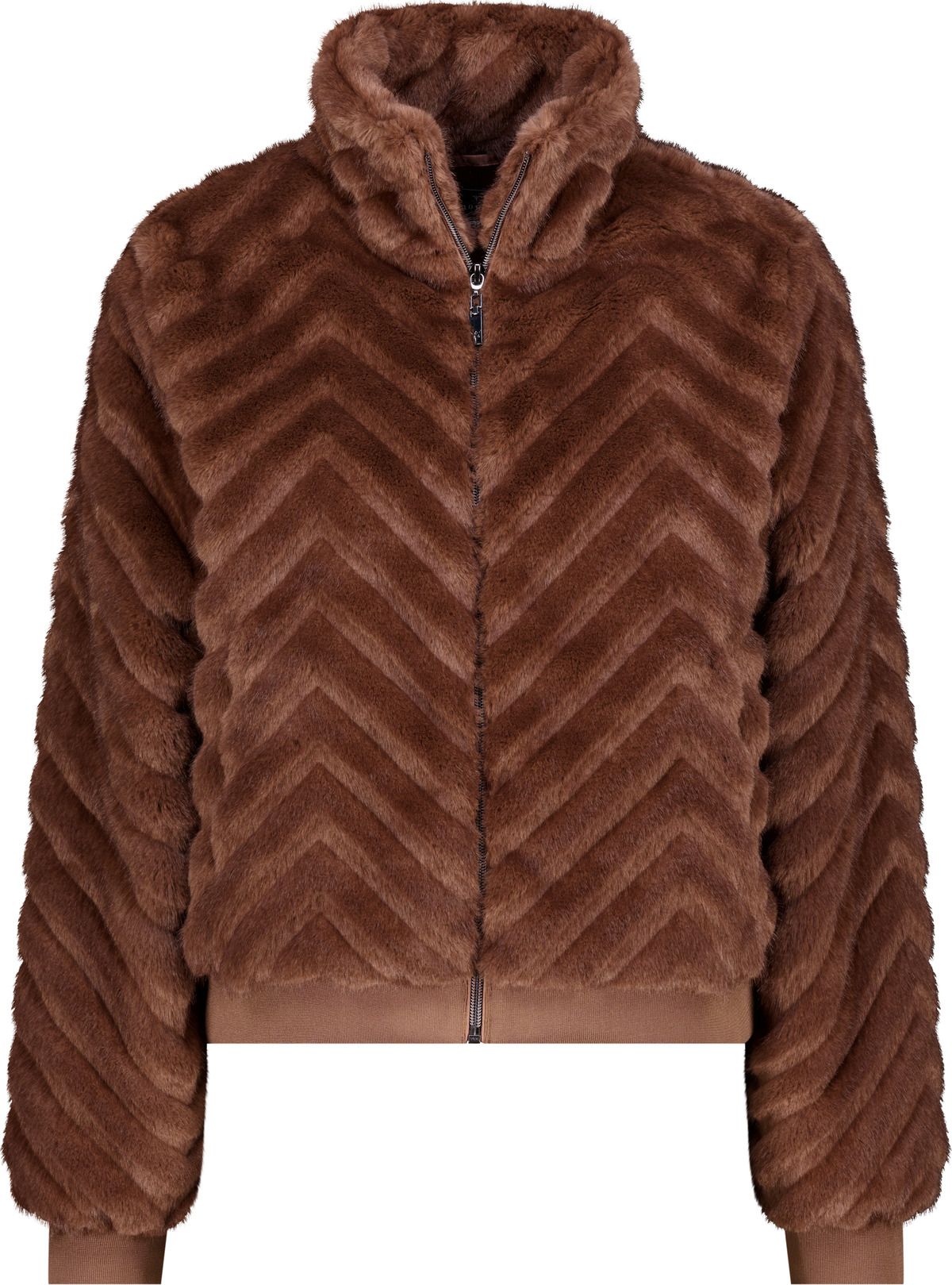 Kunstfell Jacke mit Zick-Zack-Muster