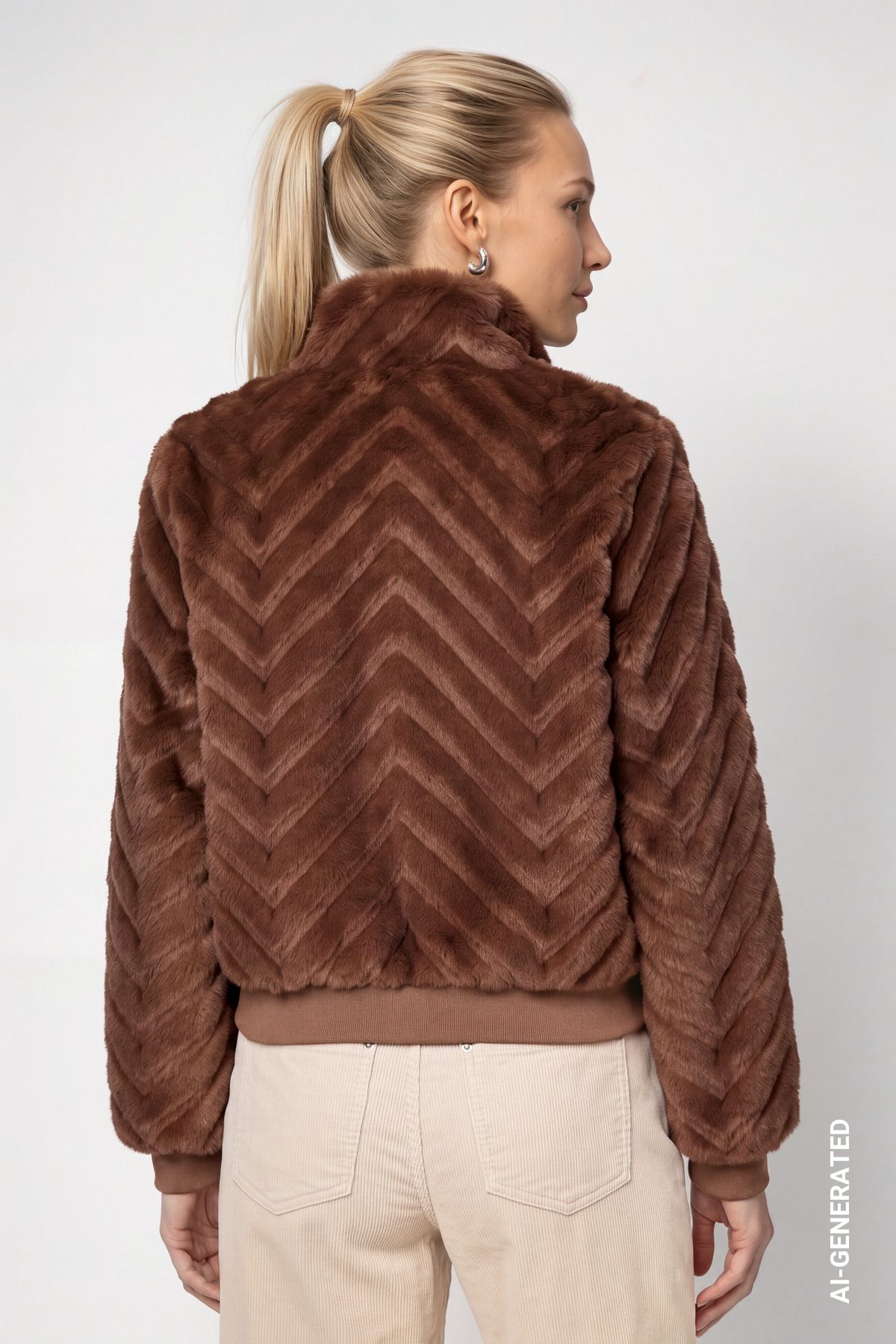 Kunstfell Jacke mit Zick-Zack-Muster