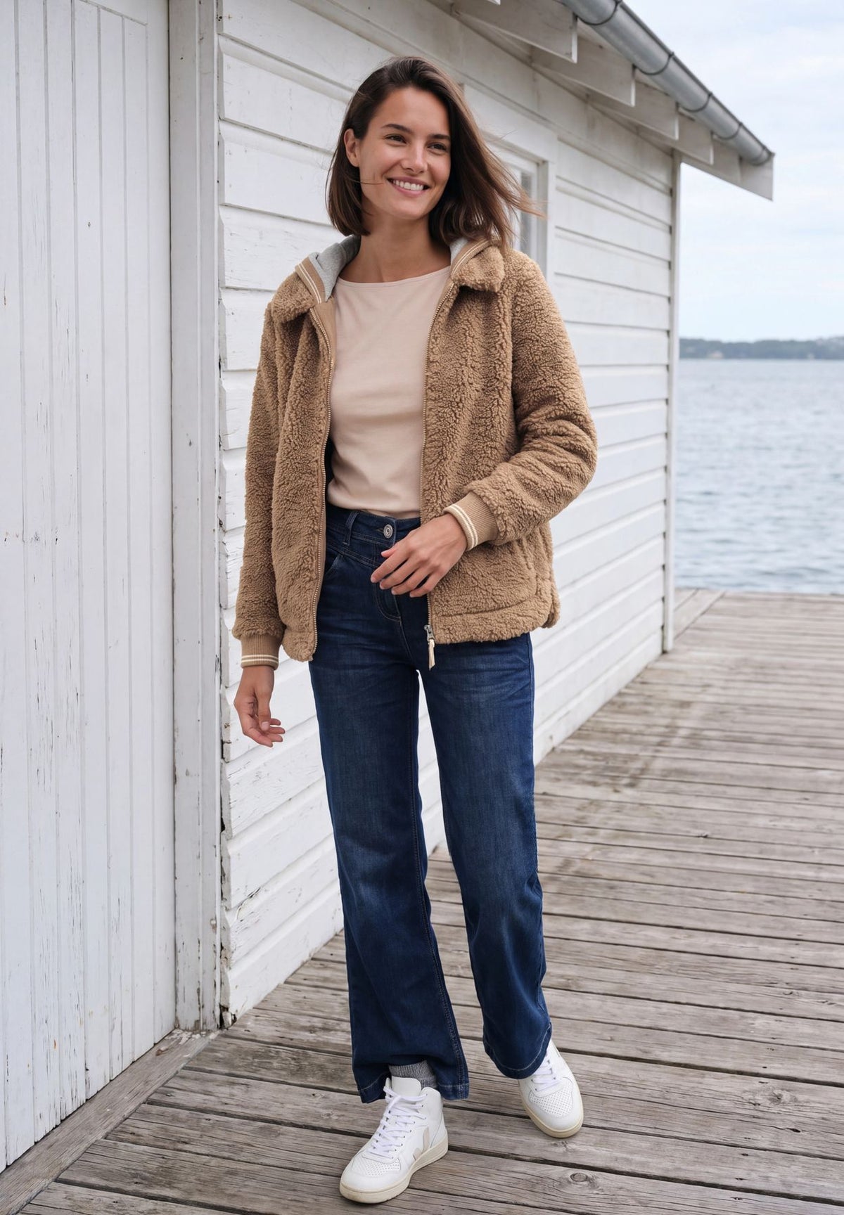 Teddy-Overshirt mit Scuba-Kapuze