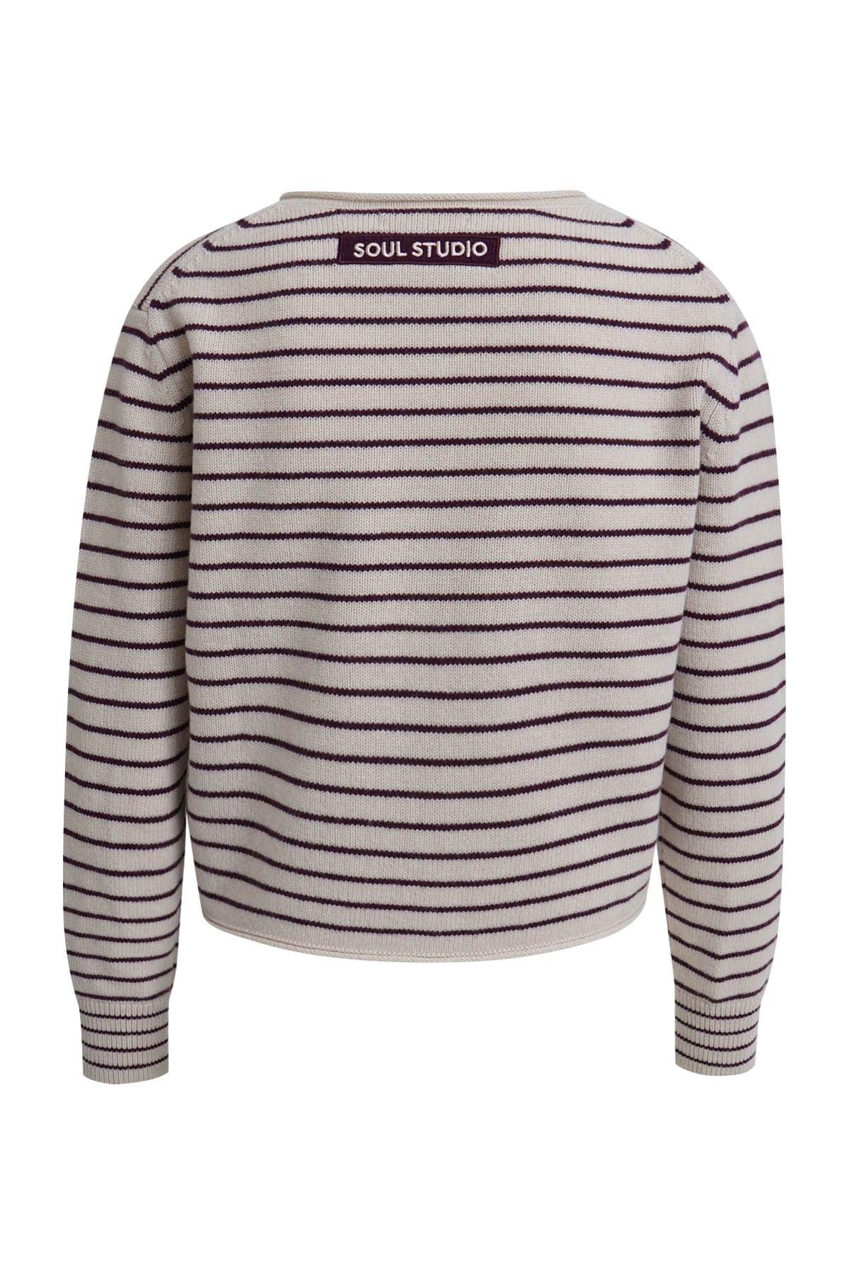 Striped Round Neck Cardigan