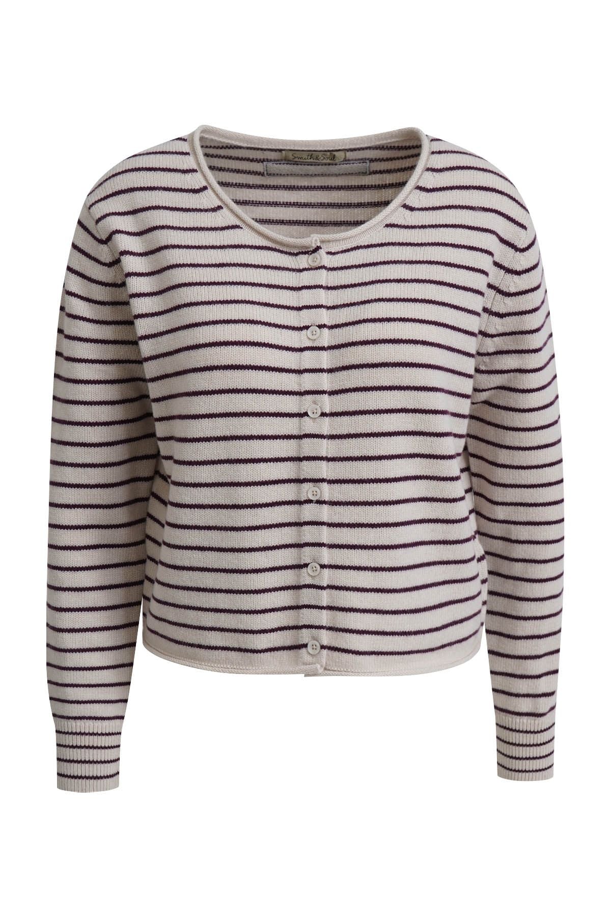 Striped Round Neck Cardigan