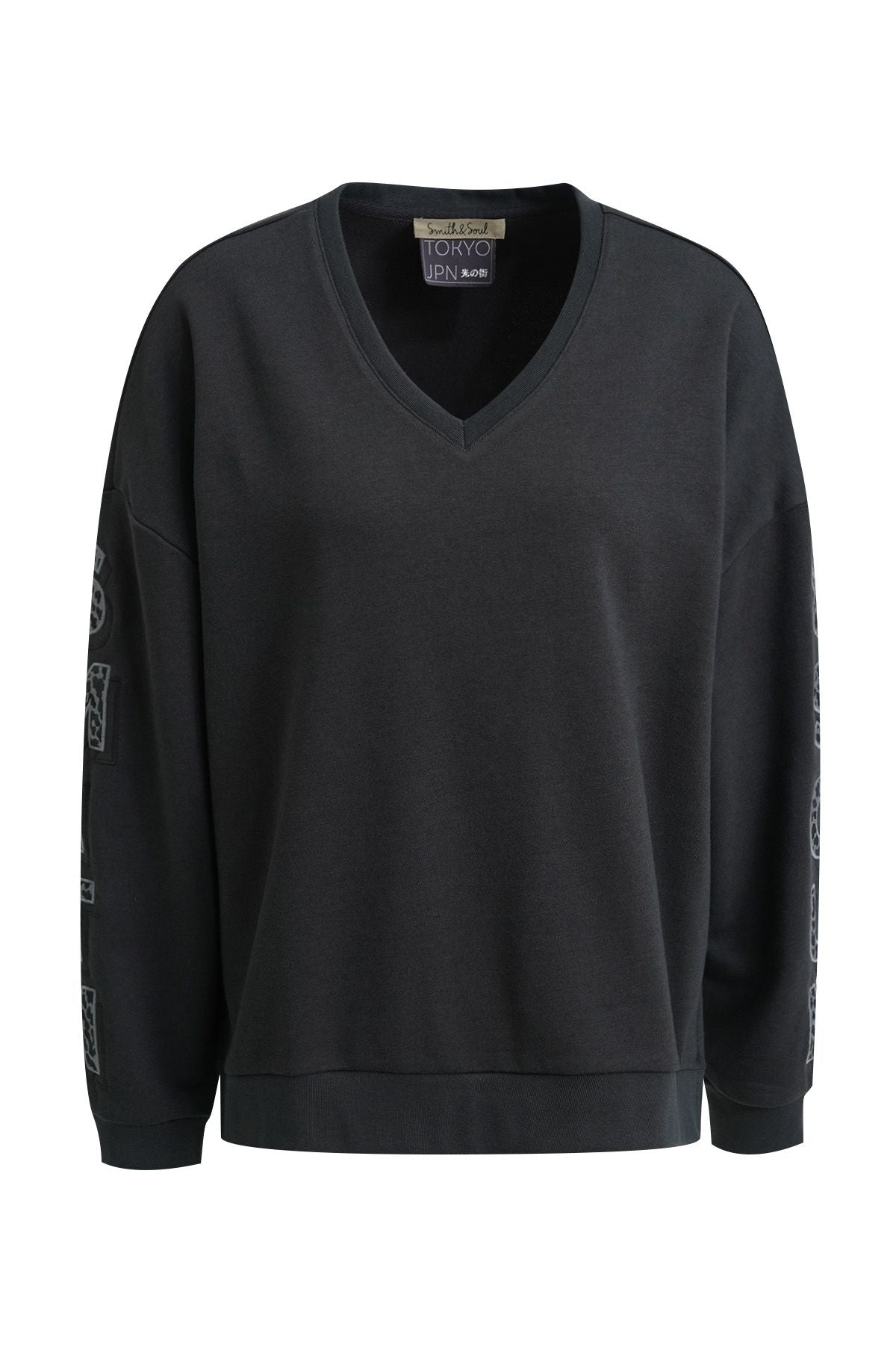 Oversize Sweatshirt Vn Embroidery Sleeves
