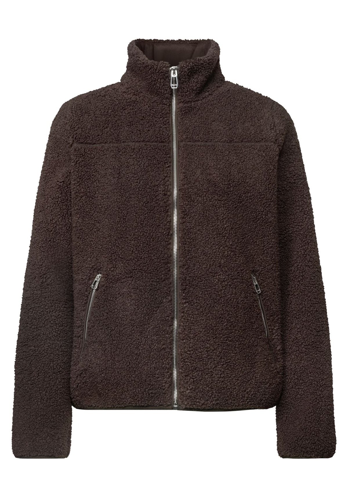 Teddy-Jacke mit Stehkragen und Zipper