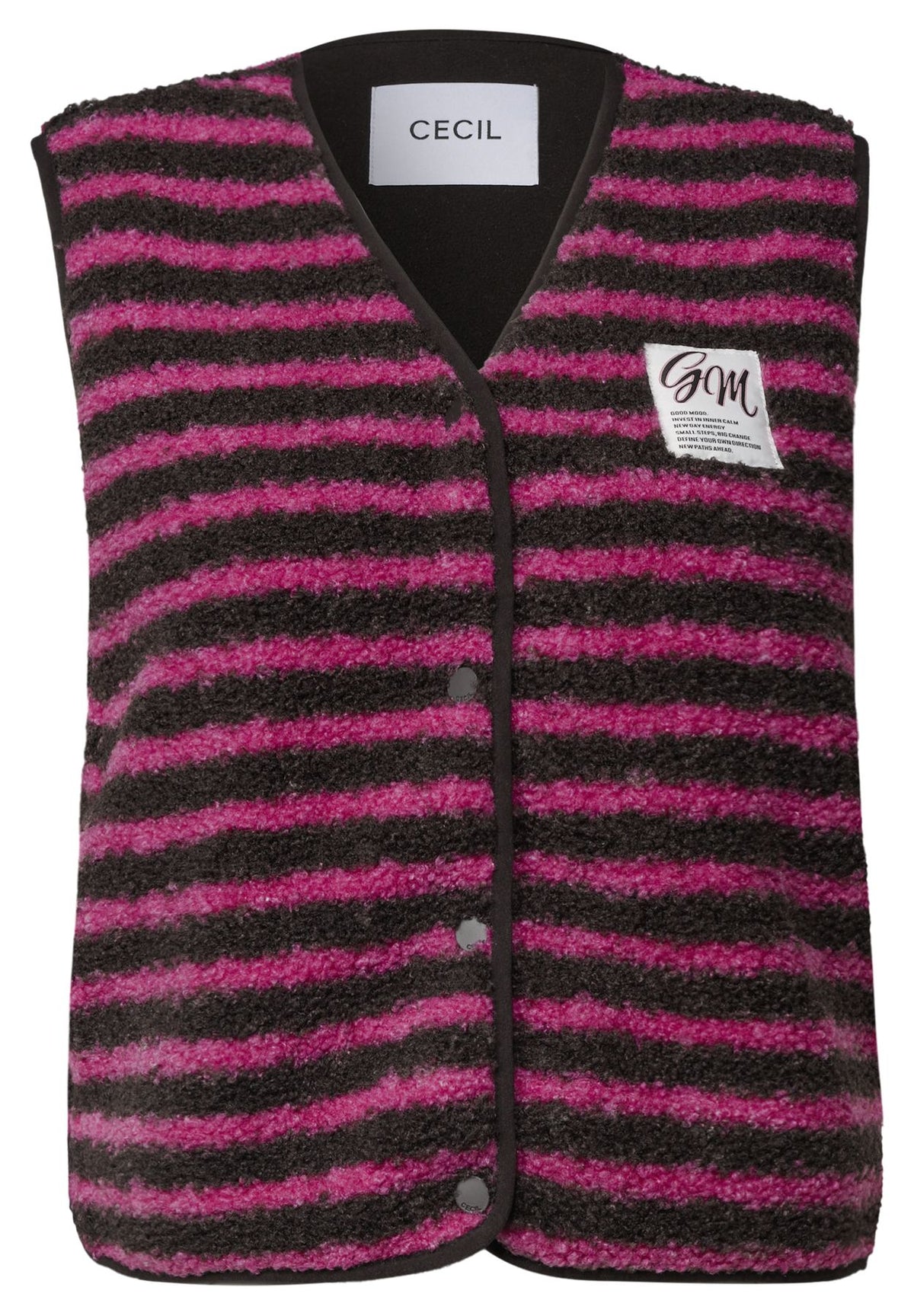 Teddy-Weste mit V-Neck und Streifen