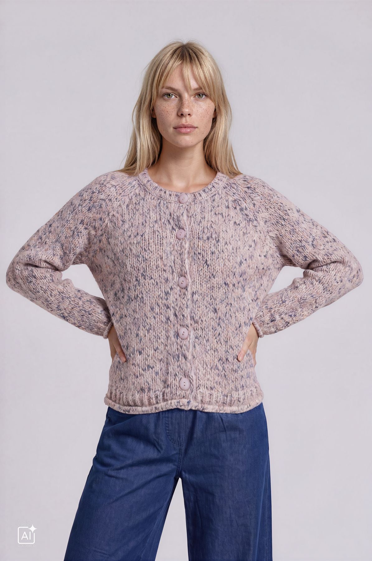 Effect Yarn Cropped Cardigan